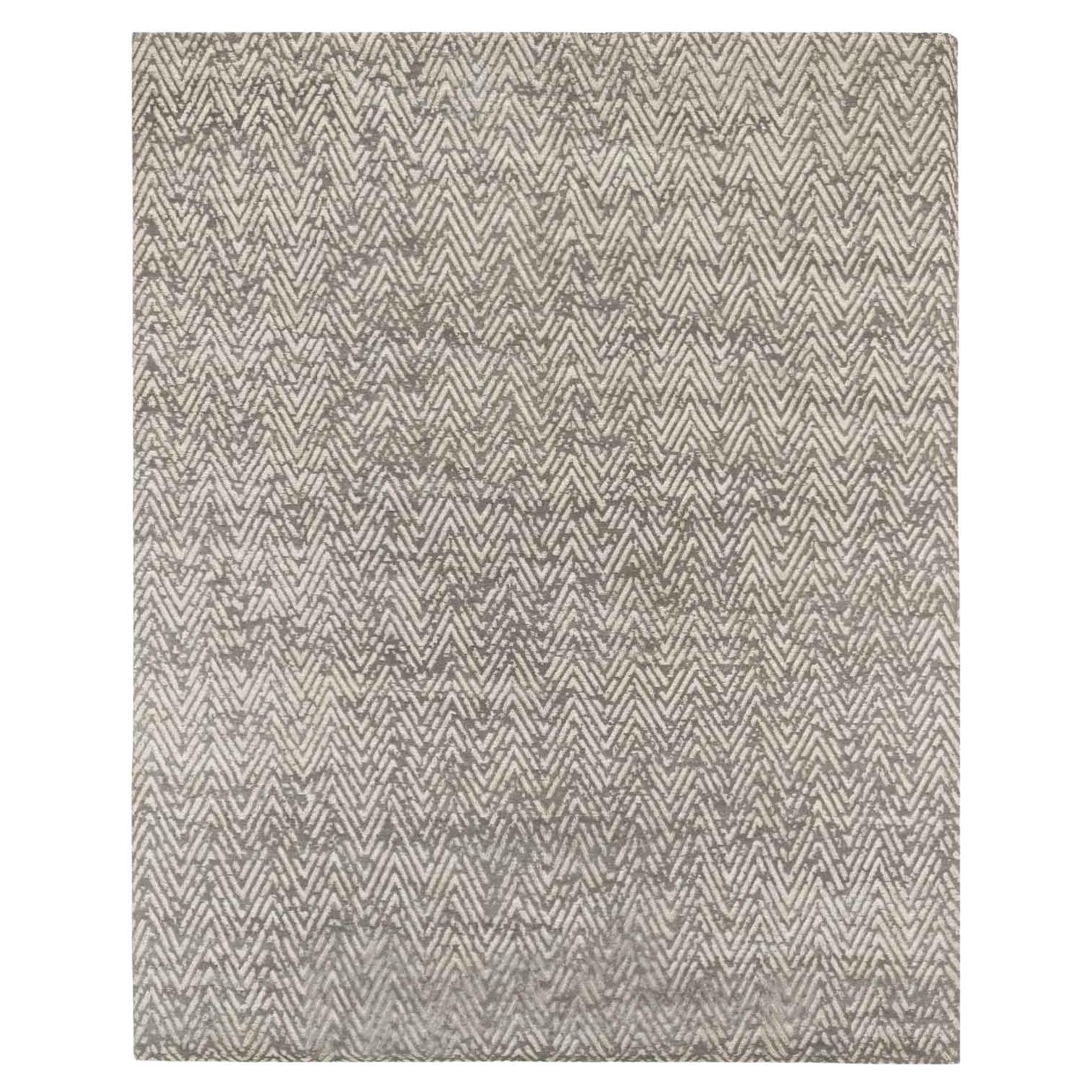 Ben Soleimani 8' x 10' Grau / Gold Zeitgenössischer Teppich aus Viskose und metallischem Polyester im Angebot