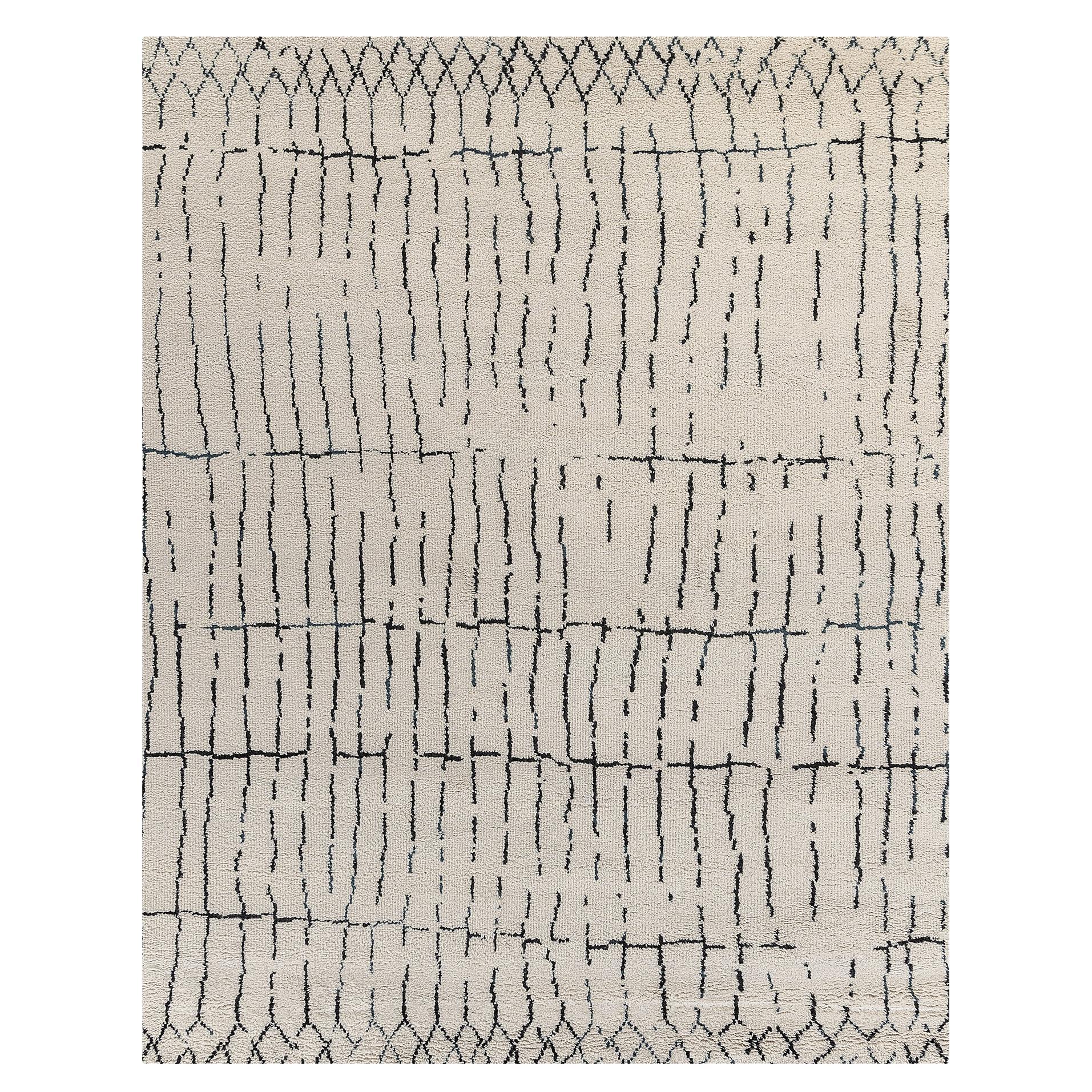Ben Soleimani 8' x 10' Sand / Black Contemporary Moroccan Wool Rug