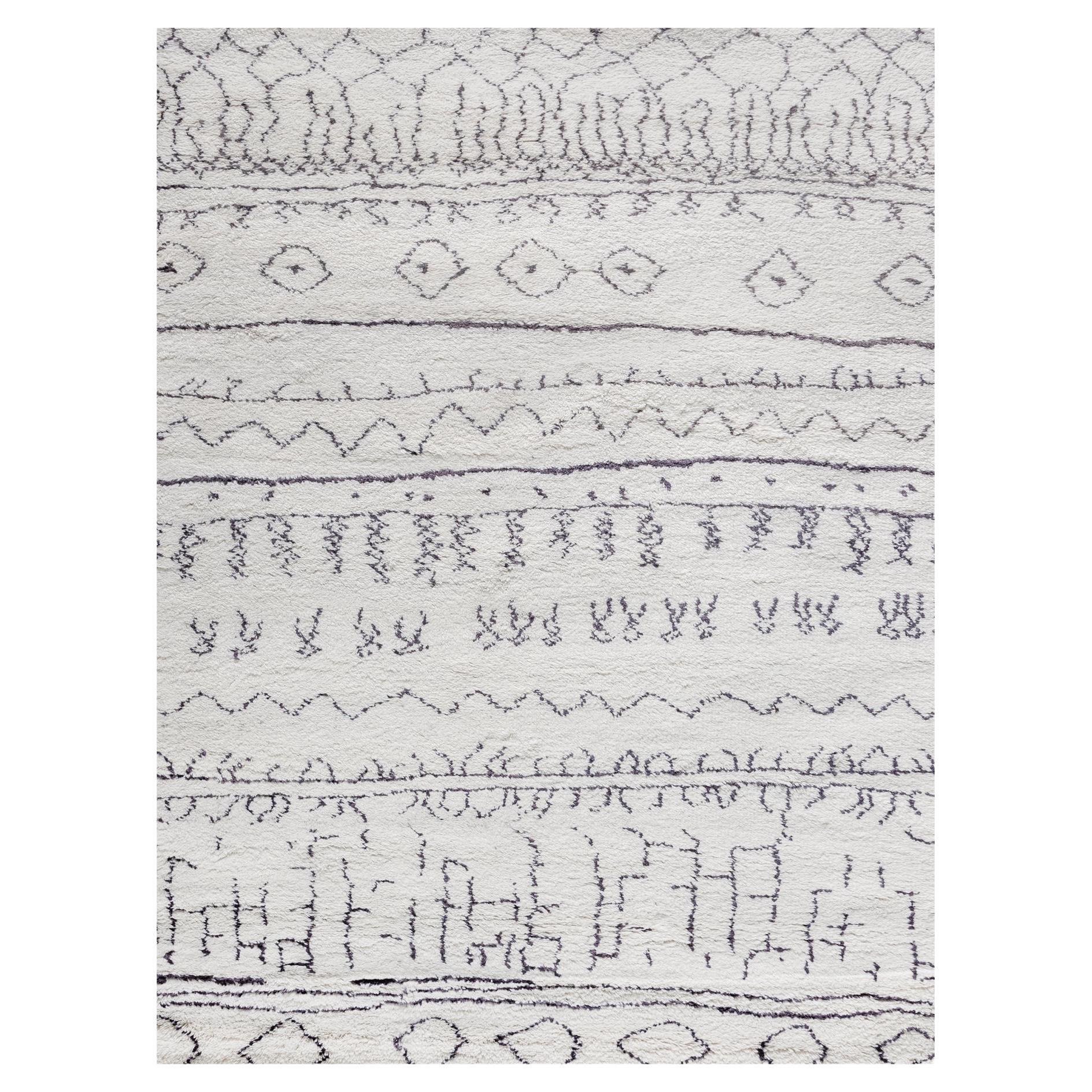 Ben Soleimani 8' x 10' Sand / Espresso Contemporary Moroccan Wool Rug