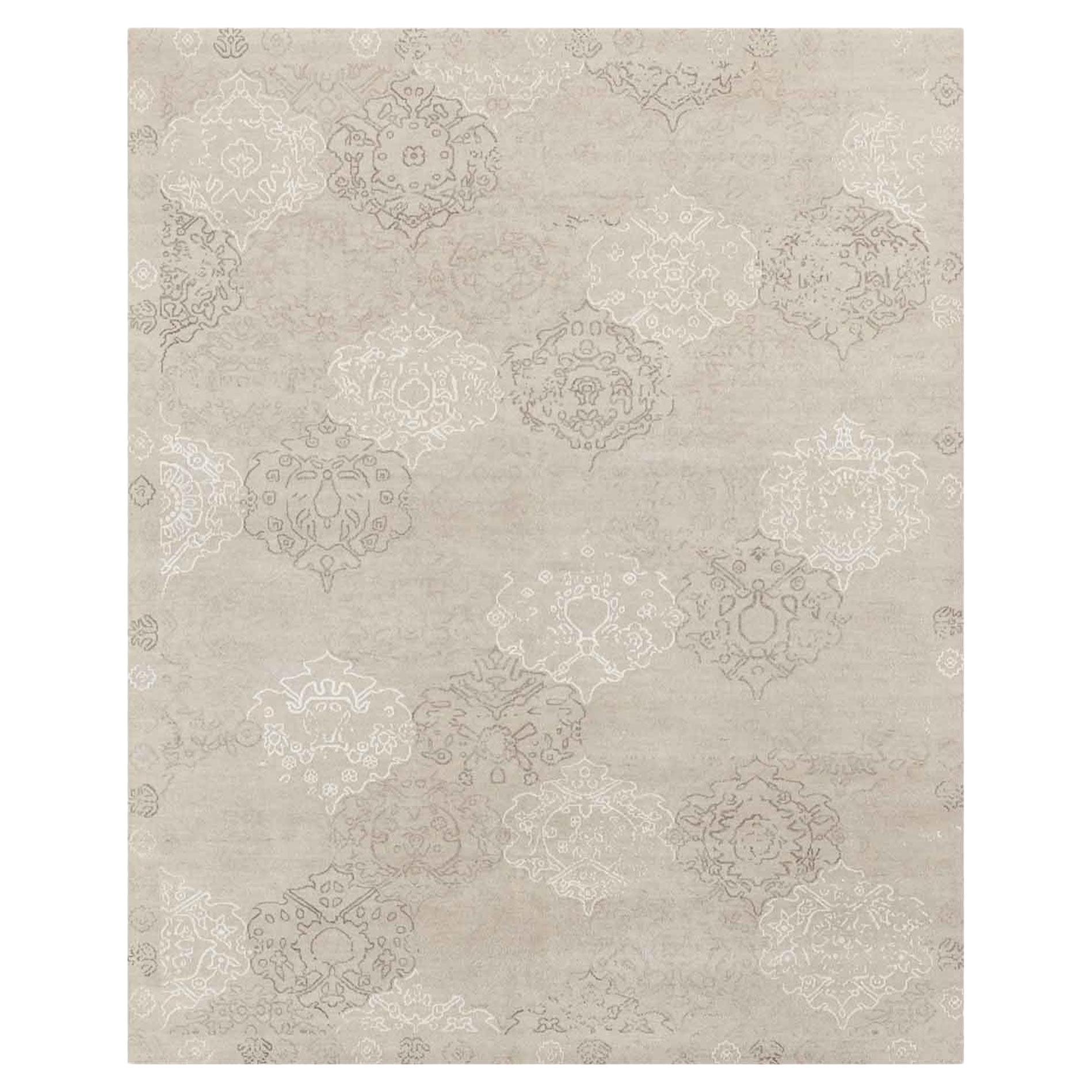 Ben Soleimani 8' x 10' Sand / Ivory Traditional Wool and Viscose Rug