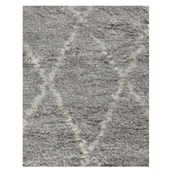 Ben Soleimani 8' x 10' Silver Mist Tapis marocain contemporain en laine et viscose