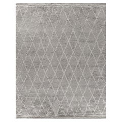 Ben Soleimani 8' x 10' Silver Mist Tapis marocain contemporain en laine et viscose