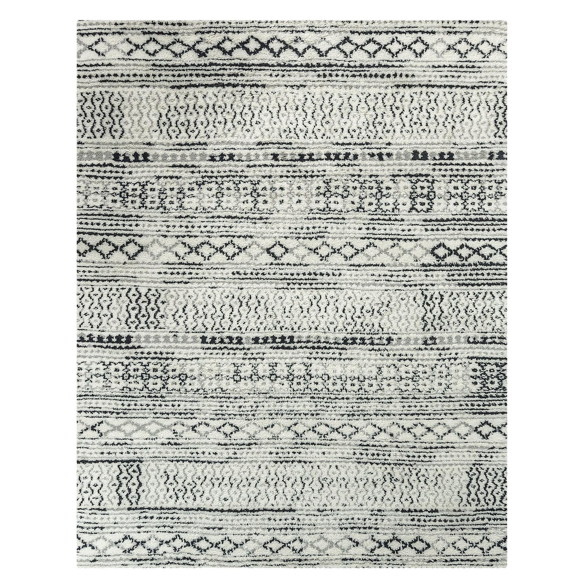 Ben Soleimani 9' x 12' Ivory / Black Contemporary Moroccan Wool Rug
