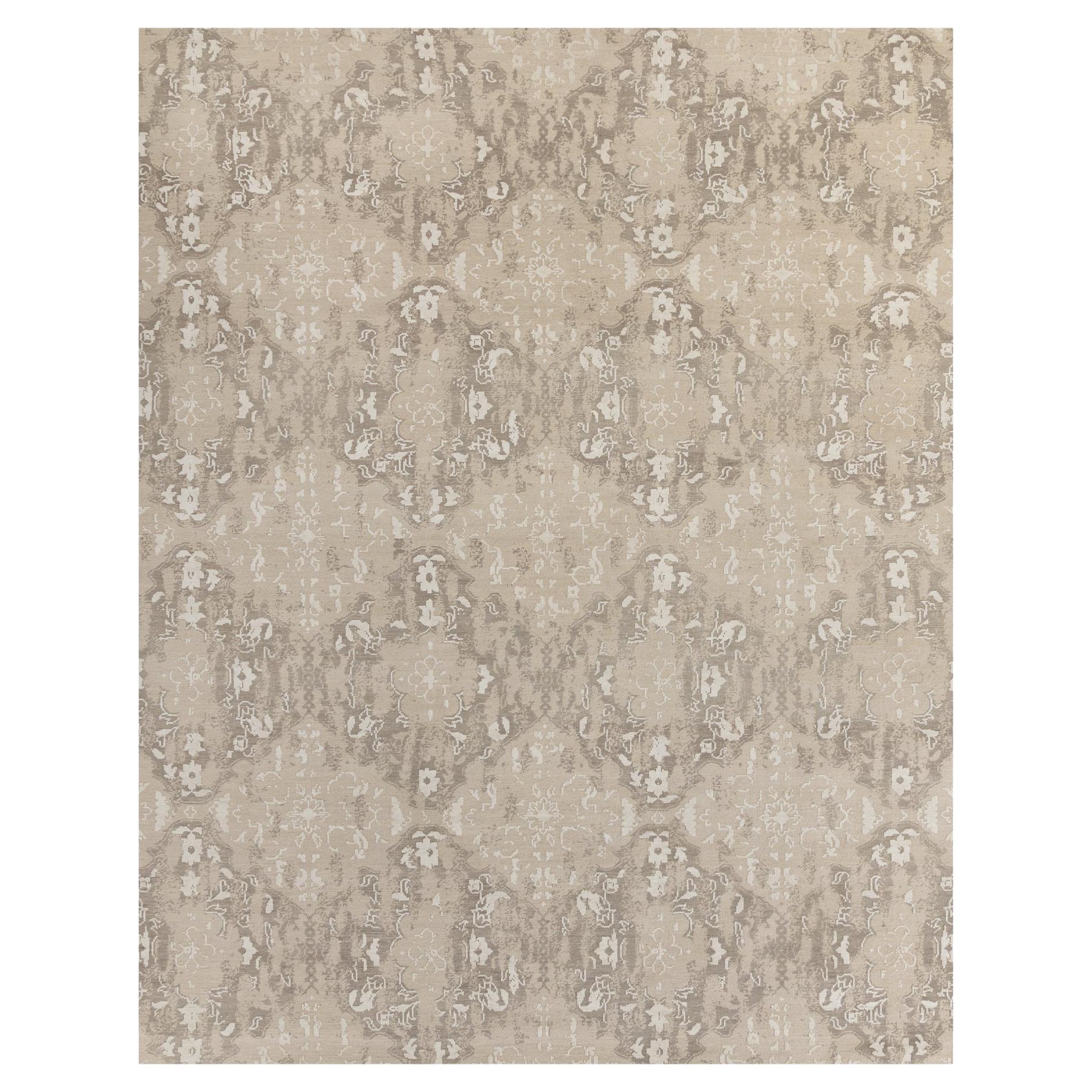 Ben Soleimani 9' x 12' Sand / Grey Traditional Wool and Viscose Rug
