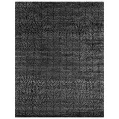 Ben Soleimani Alia Rug– Hand-woven Chevron Wool + Viscose Black/Gray 10'x14'