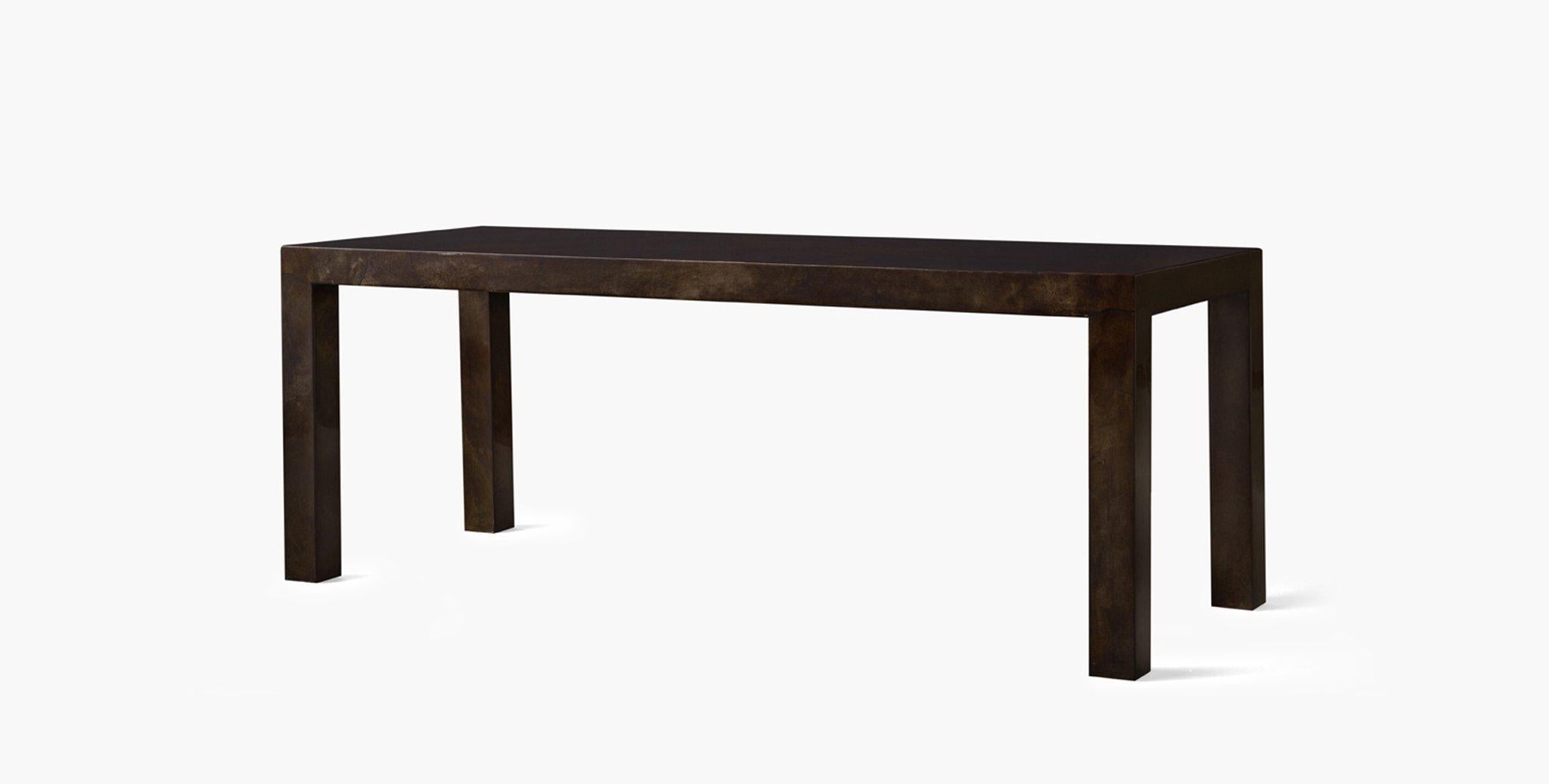 Our Arbor bench is a simple, utilitarian piece in the classic Parson's style, with squared legs and a classic modern silhouette. Our handcrafted finishes are inspired by the natural variations within fibers, textures, and weaves. Each selection is