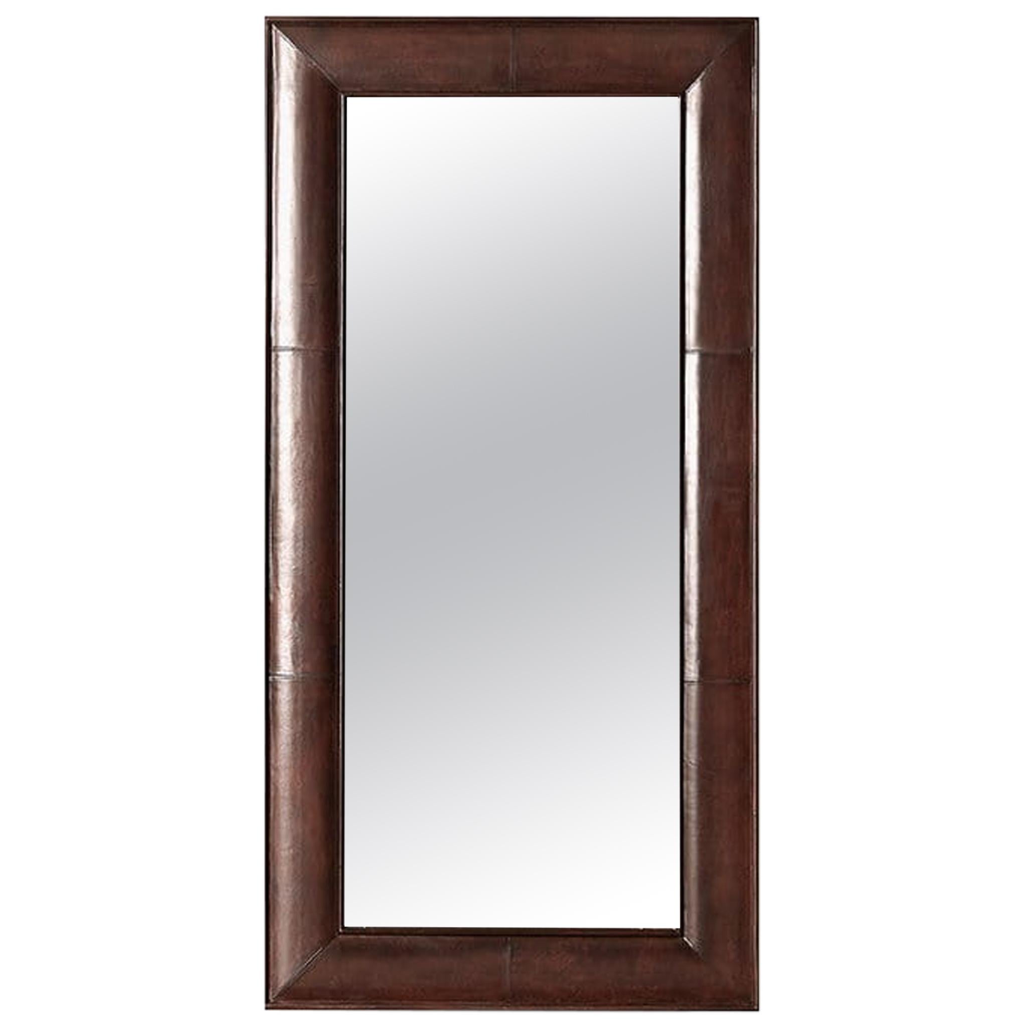 Ben Soleimani Clove Wall Mirror in Leather - Camel For Sale