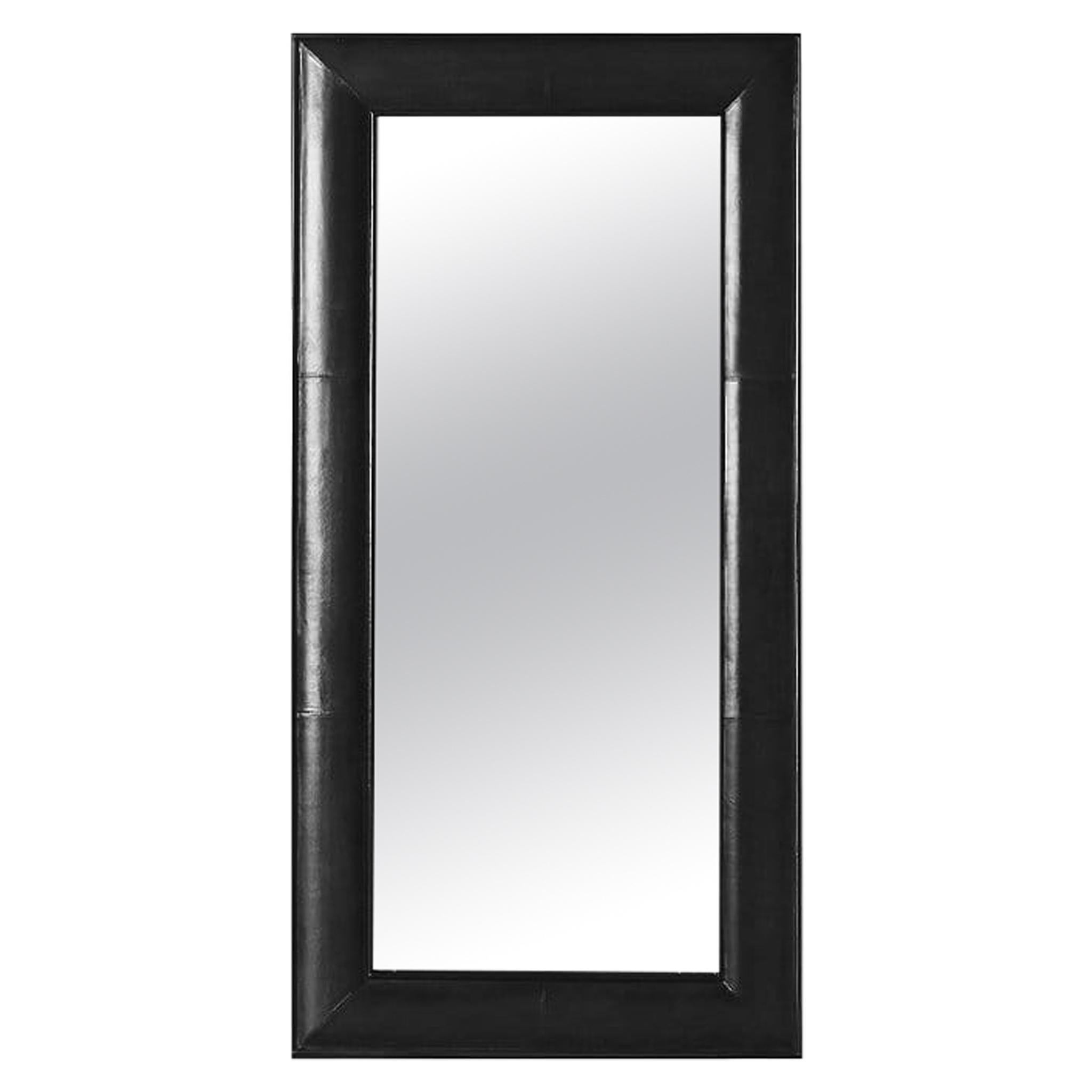 Ben Soleimani Clove Wall Mirror in Leather - Carbon For Sale