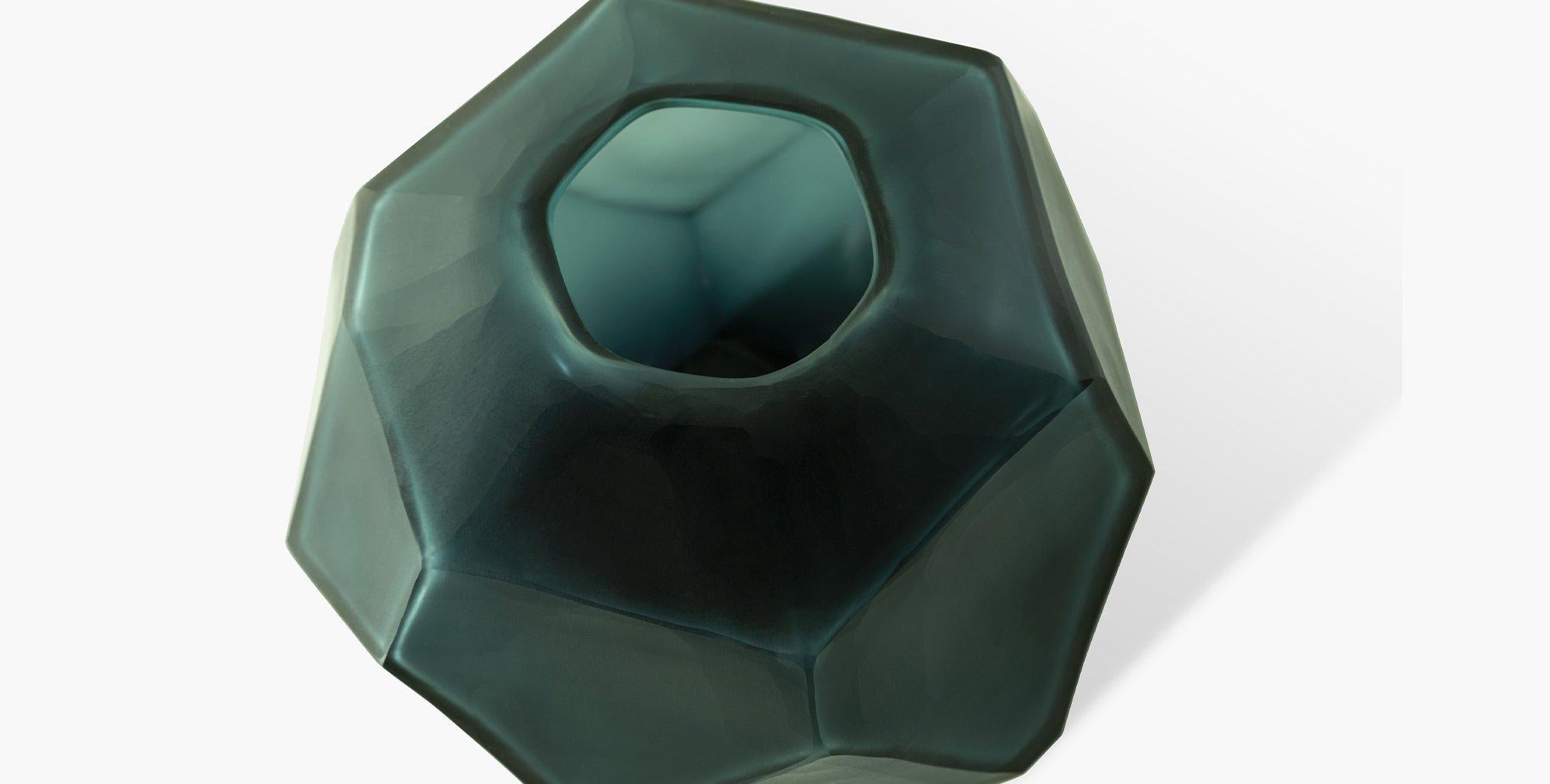 Modern Ben Soleimani Darya Glass Vase in Ocean Blue - Small For Sale