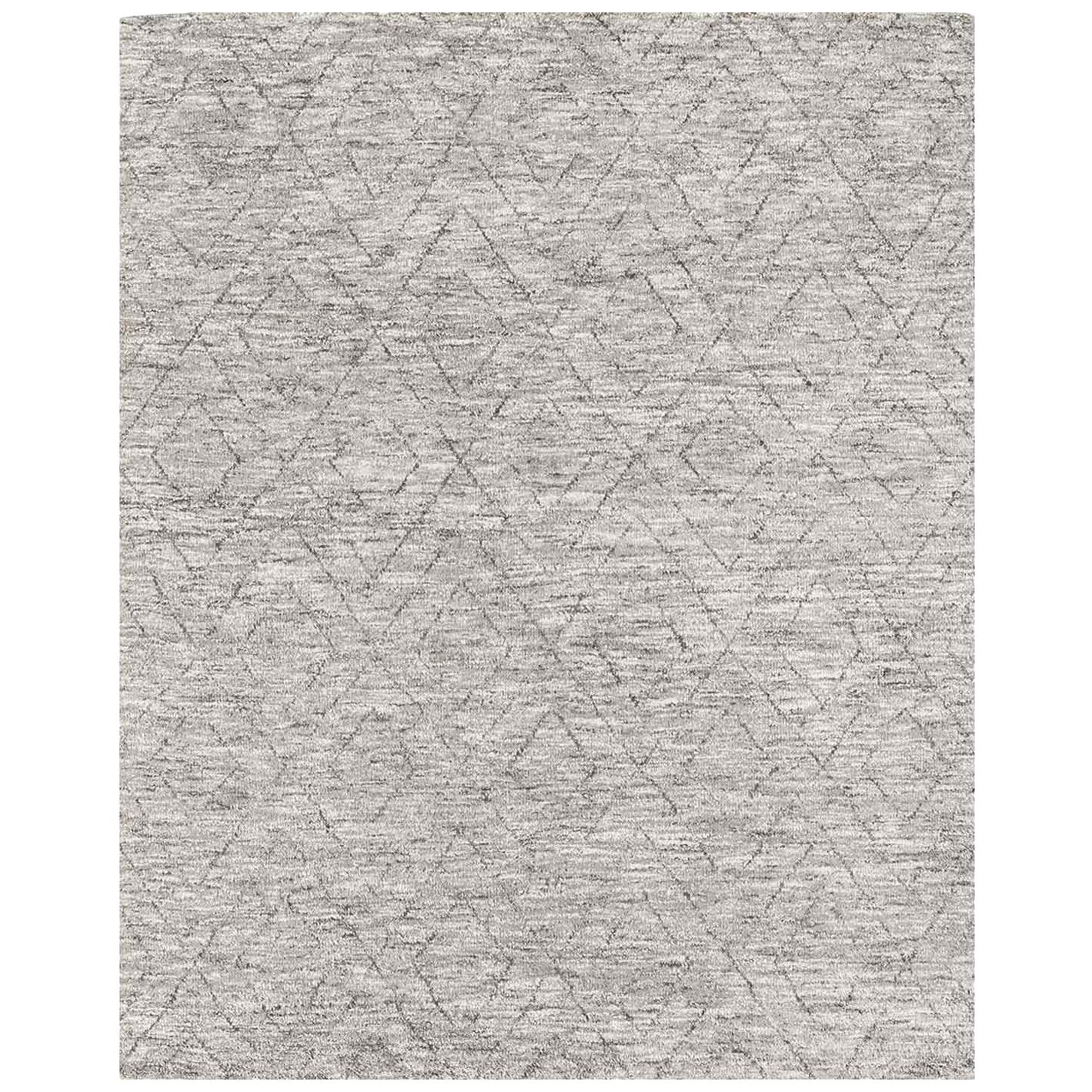 For Sale: Gray (Grey) Ben Soleimani Double Diamond Rug– Moroccan Hand-knotted Wool Grey 12'x15'