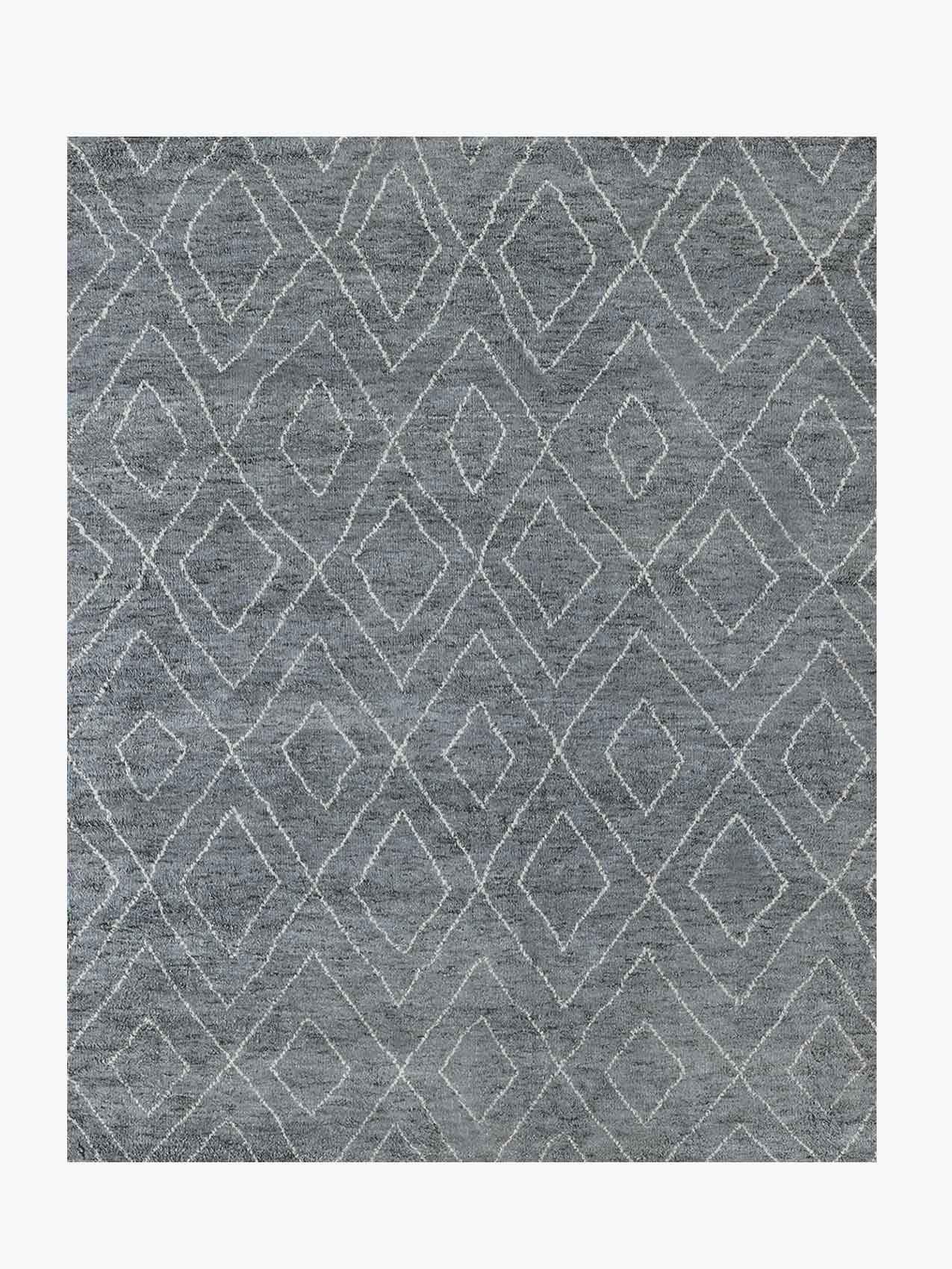 For Sale: Gray (Grey/White) Ben Soleimani Double Diamond Rug– Moroccan Hand-knotted Wool Grey 8'x10'