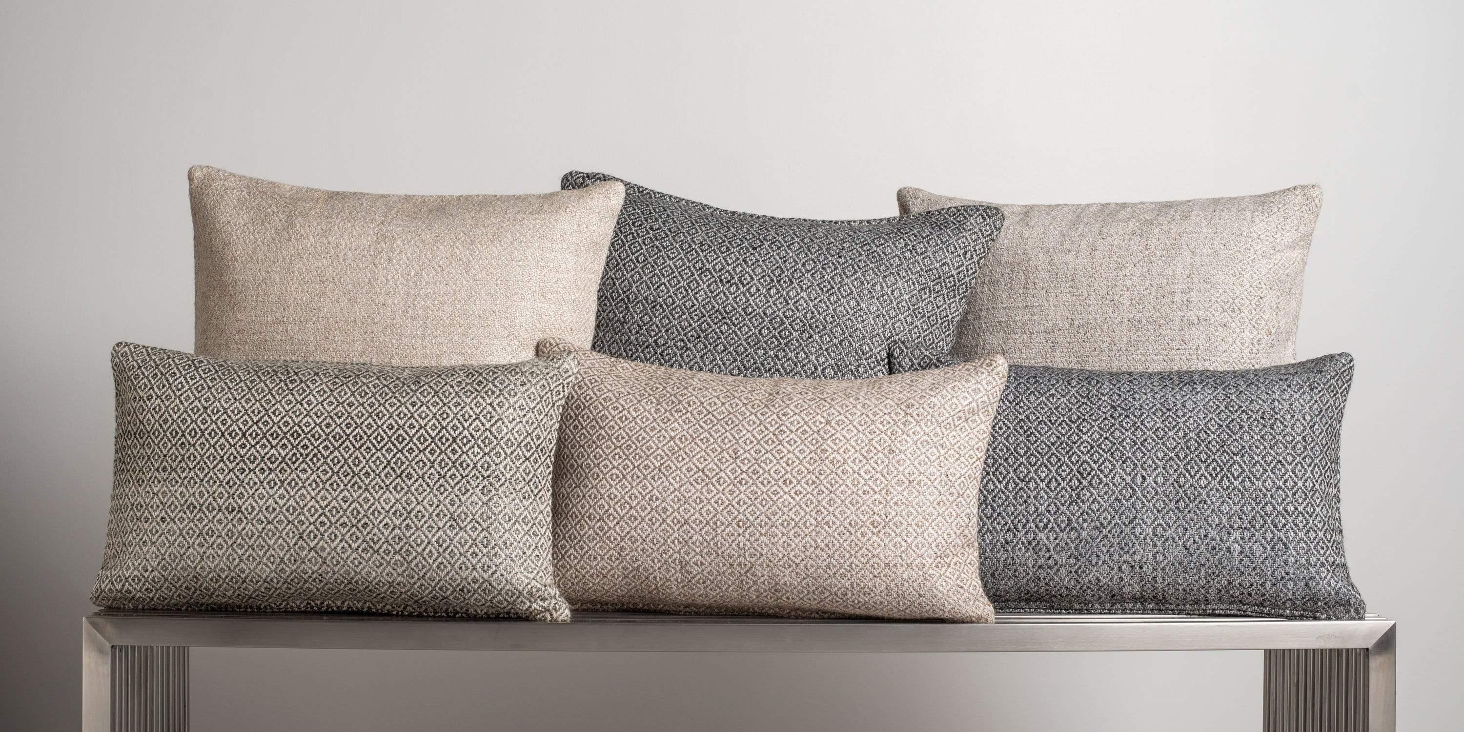 Rich in texture, woven with a subtly graphic pattern, our double-diamond pillow adds interest to your pillowscape, pair with our solid cashmere and textured pillows to round out your design. Pillow insert sold separately.

Size 13