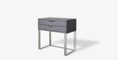 Ben Soleimani Holbrook Nightstand in Leather - Pewter