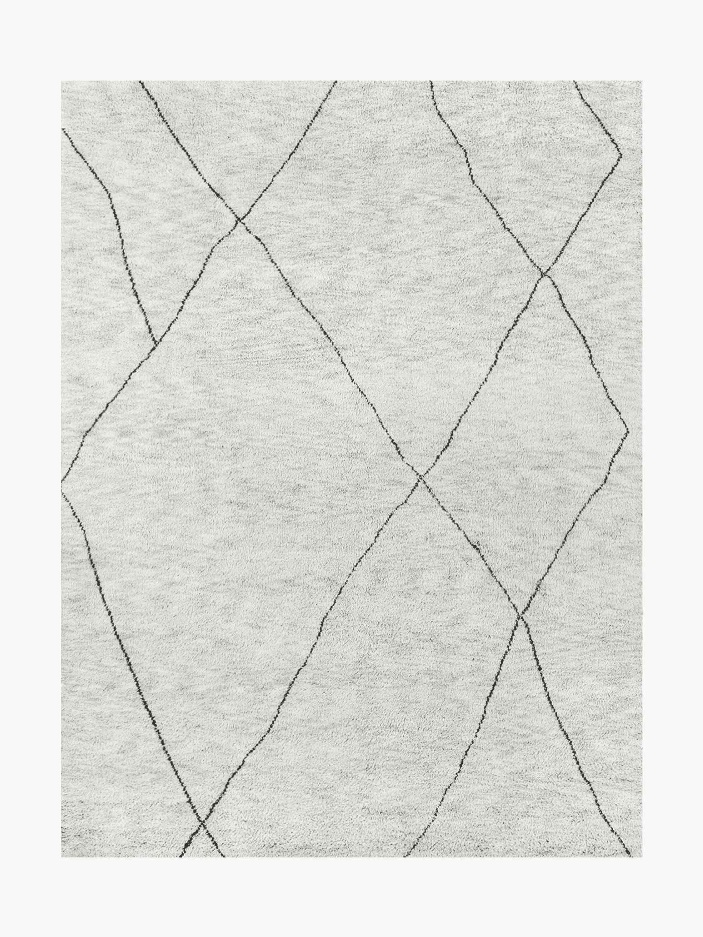 For Sale: Gray (Heathered Grey/Twilight) Ben Soleimani Iona Rug– Moroccan Hand-knotted Wool Bisque/Cafe 9'x12'