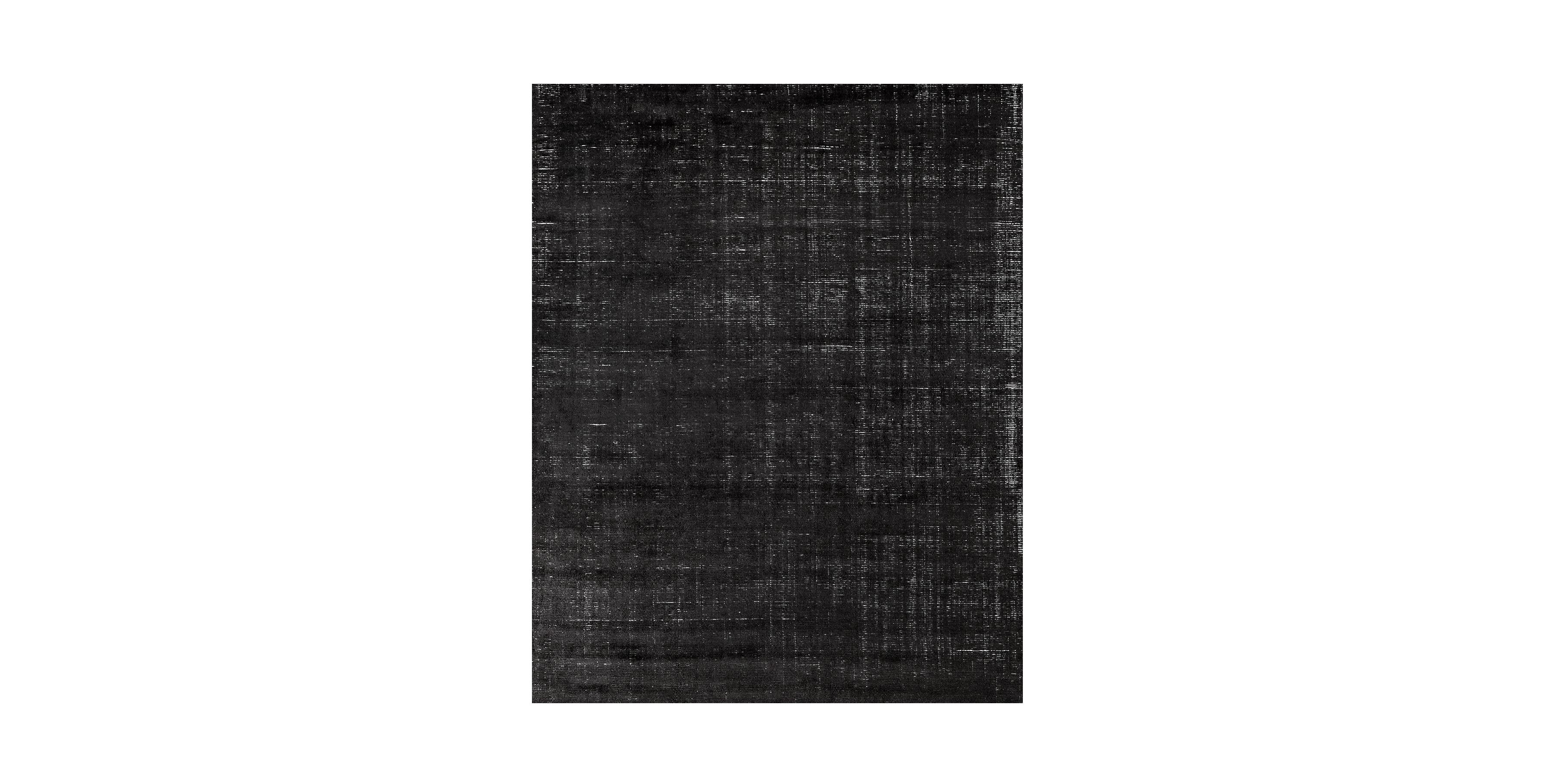 For Sale: Black (Distressed Wool Black) Ben Soleimani Laria Rug– Handcrafted Wool + Silk Fog 9'x12'