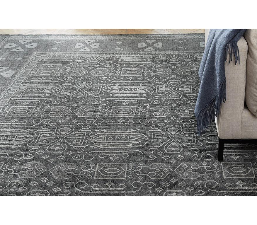 Ben Soleimani Mariposa Rug– Hand-knotted Wool + Silk Blue/Gray 10'x14' For Sale 6
