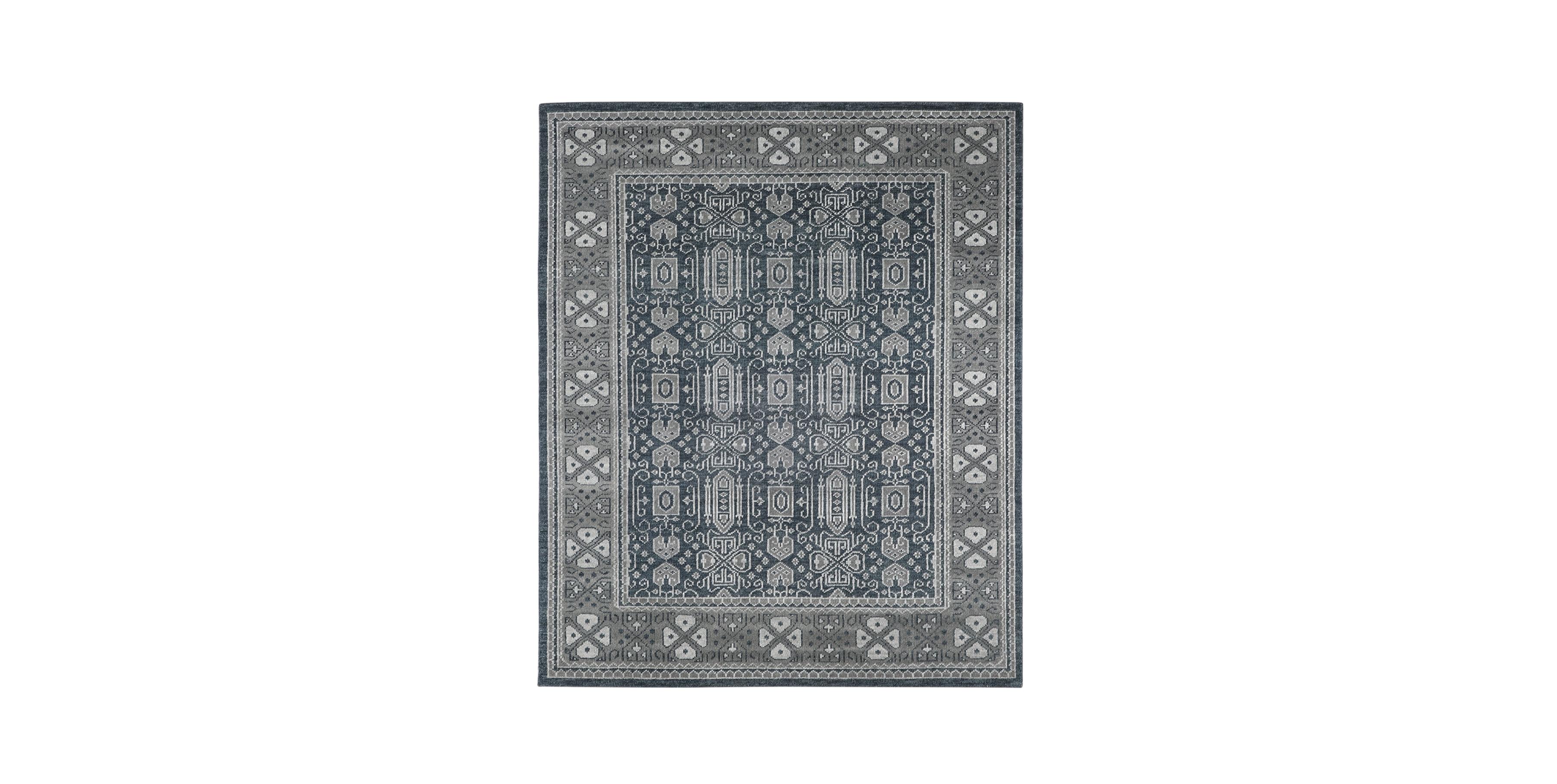 For Sale: Blue (Mariposa Indigo) Ben Soleimani Mariposa Rug– Hand-knotted Wool + Silk Blue/Gray 10'x14'