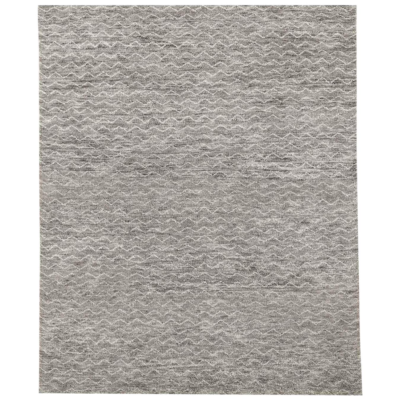 For Sale: Gray (Grey) Ben Soleimani Mina Moroccan Rug– Ultra-plush Hand-knotted Zigzag Grey 10'x14'