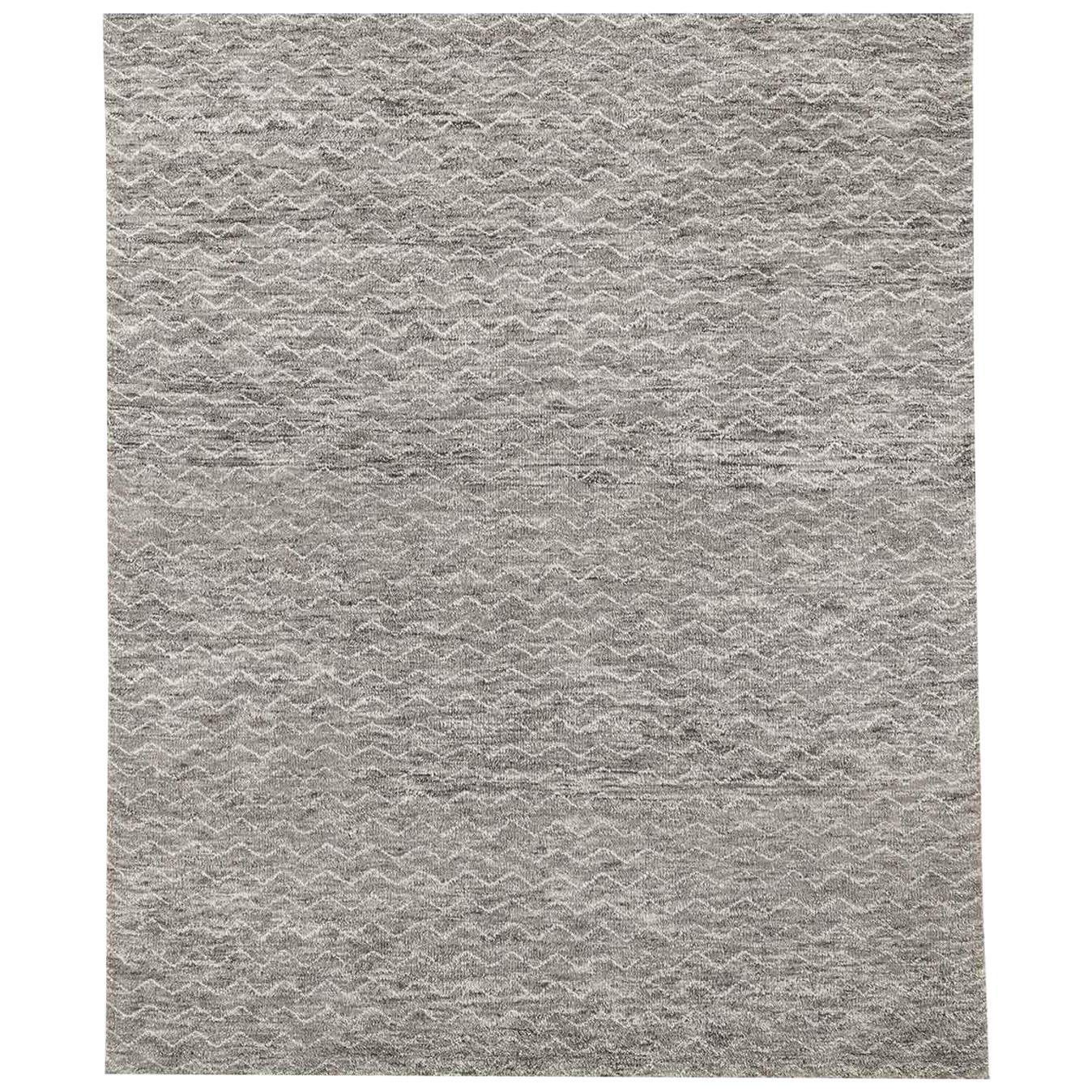 For Sale: Gray (Grey) Ben Soleimani Mina Moroccan Rug– Ultra-plush Hand-knotted Zigzag Grey 12'x15'