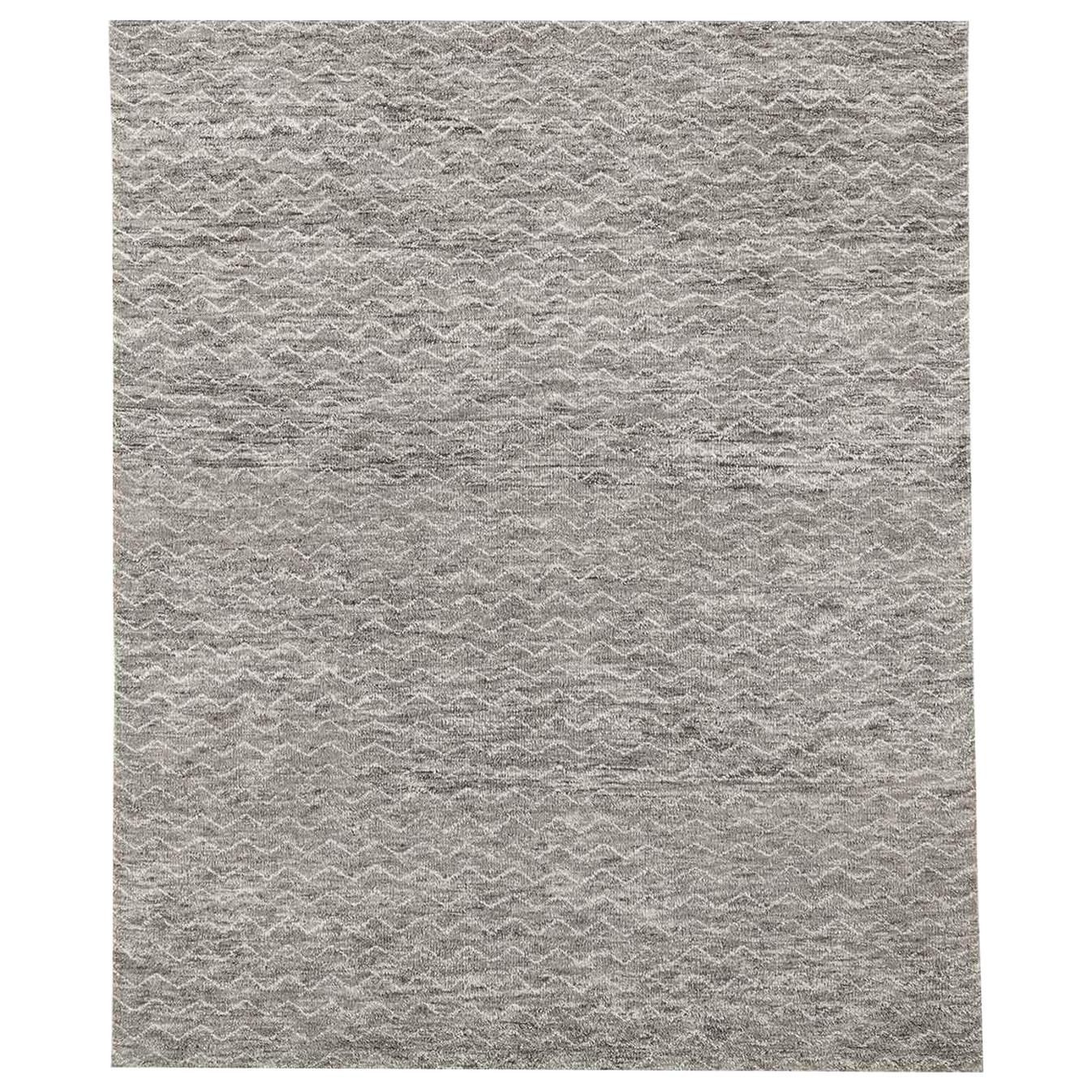 For Sale: Gray (Grey) Ben Soleimani Mina Moroccan Rug– Ultra-plush Hand-knotted Zigzag Grey 8'x10'