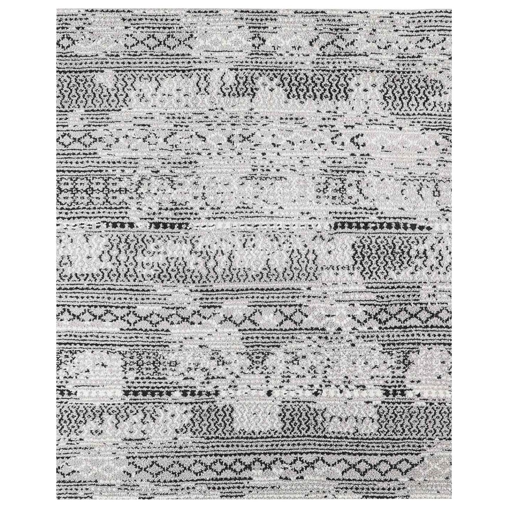 For Sale: Gray (Grey/Black) Ben Soleimani Mori Rug– Hand-woven Plush Wool Grey/Black 8'x10'