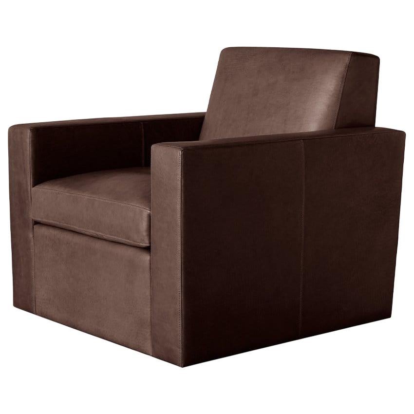 Ben Soleimani Noble Leather Swivel Chair in Refined Saddle - Chocolate For Sale
