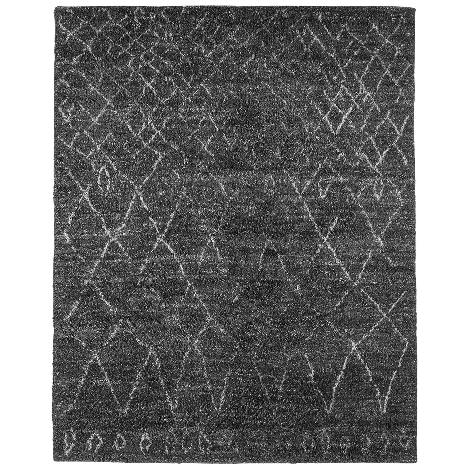 For Sale: Black (Graphite/Charcoal) Ben Soleimani Performance Elda Rug– Moroccan Hand-knotted Charcoal 6'x9'
