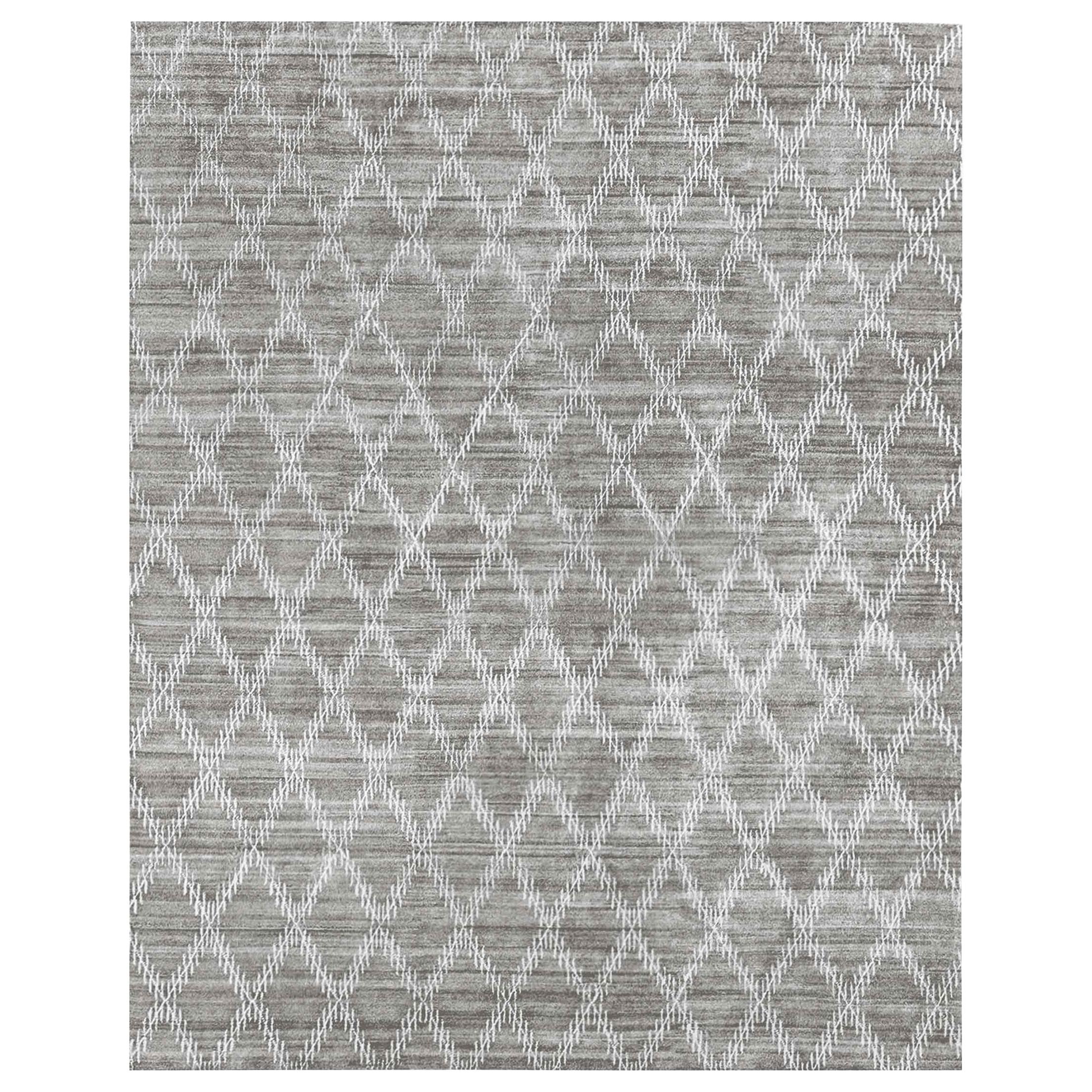 For Sale: Silver (Fog) Ben Soleimani Rama Rug– Hand-knotted Plush Viscose Fog 9'x12'