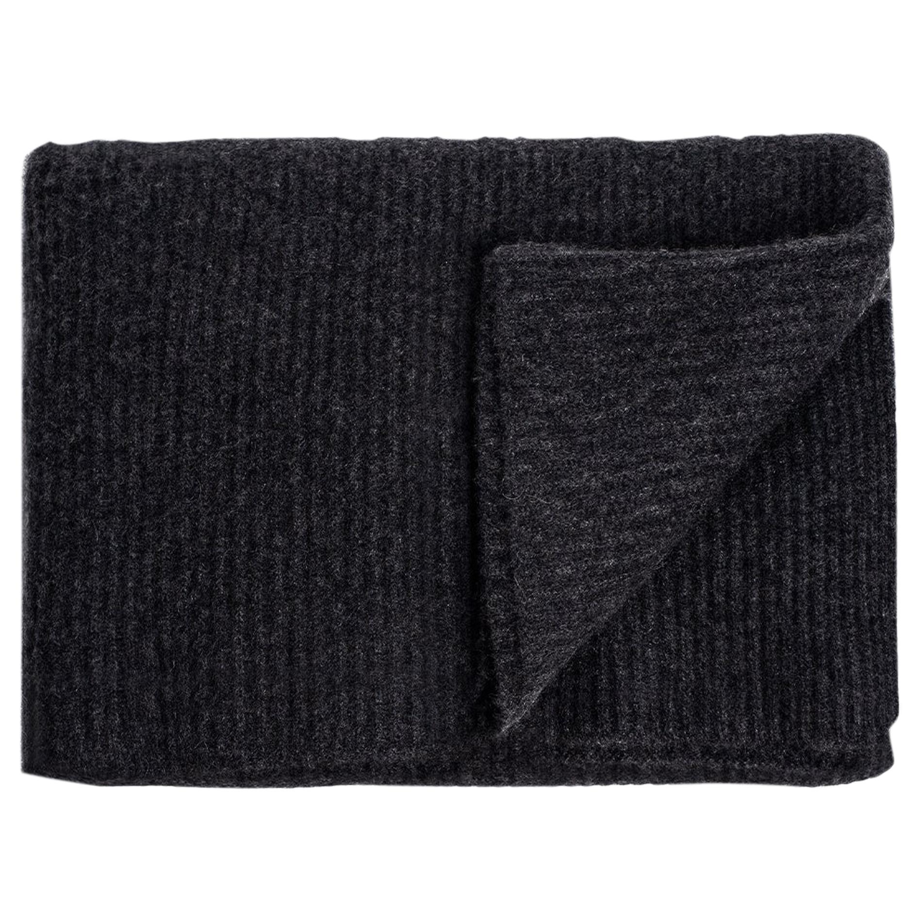 Ben Soleimani Ribbed Cashmere Oversized Throw - Charcoal  For Sale
