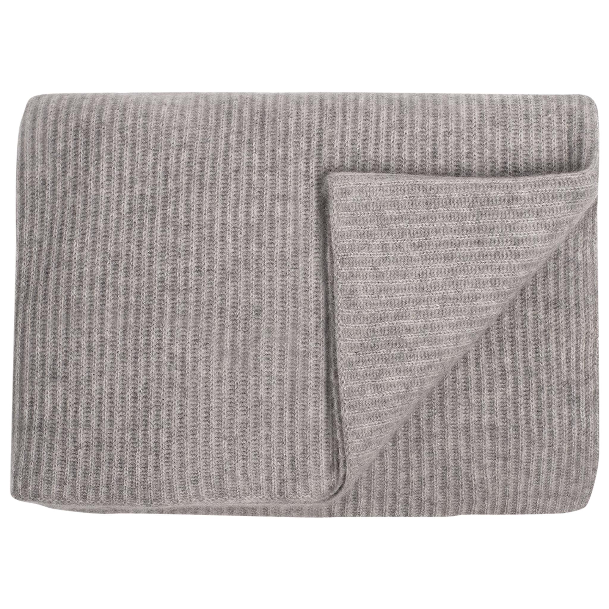 Ben Soleimani Ribbed Cashmere Oversized Throw - Grey  For Sale