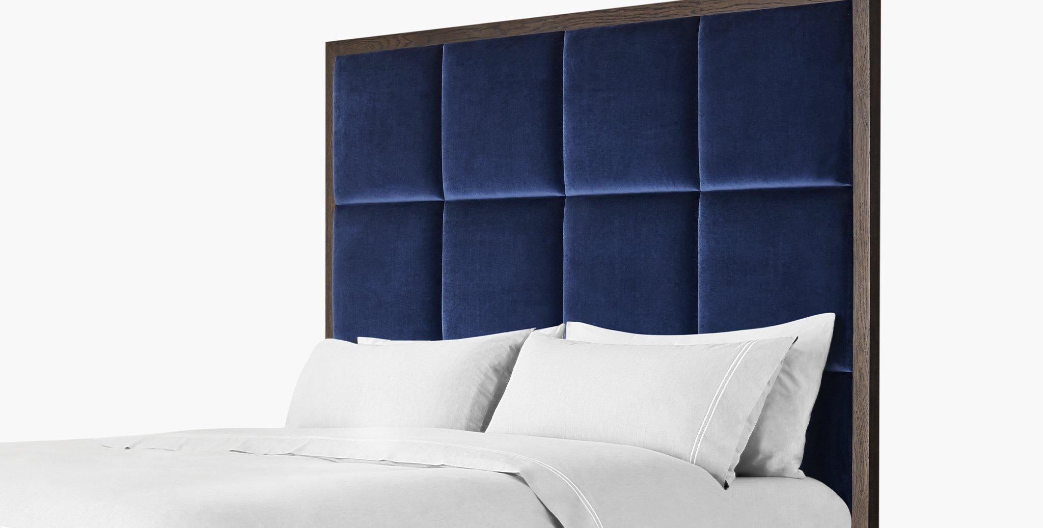 Modern Ben Soleimani Ridley King Sized Bed - Velvet Sapphire For Sale