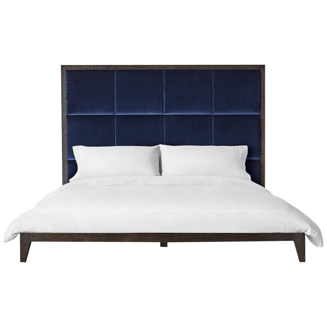 Ben Soleimani Ridley King Sized Bed - Velvet Sapphire For Sale