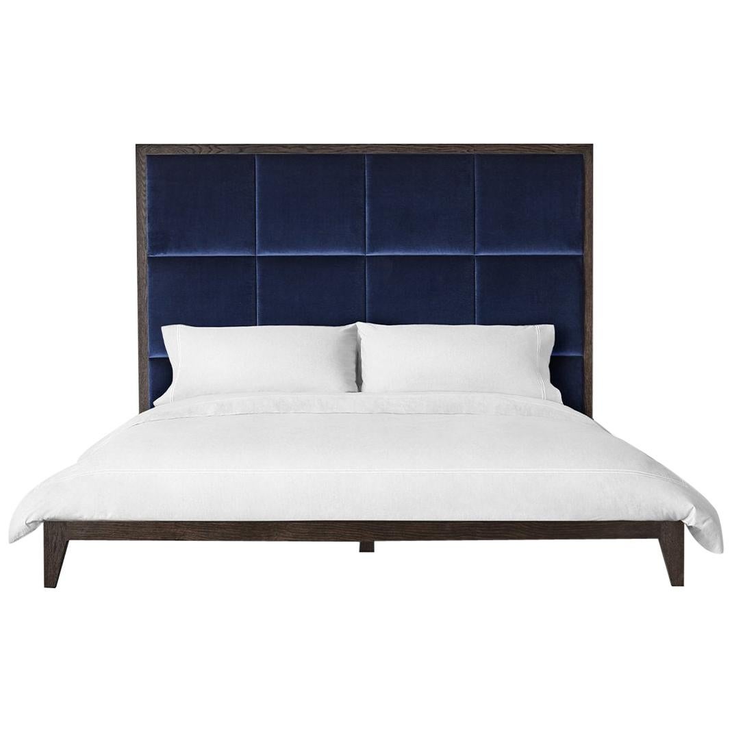 Ben Soleimani Ridley Queen Sized Bed - Velvet Sapphire For Sale