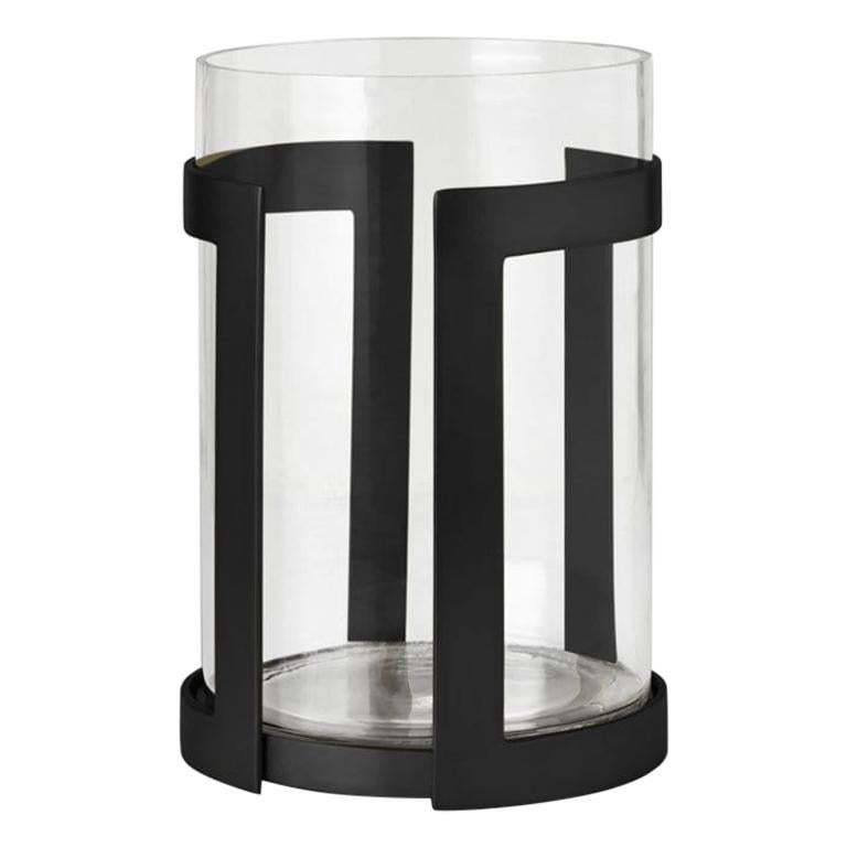 Ben Soleimani Thorne Black Hurricane Candle Holder Medium For Sale at
