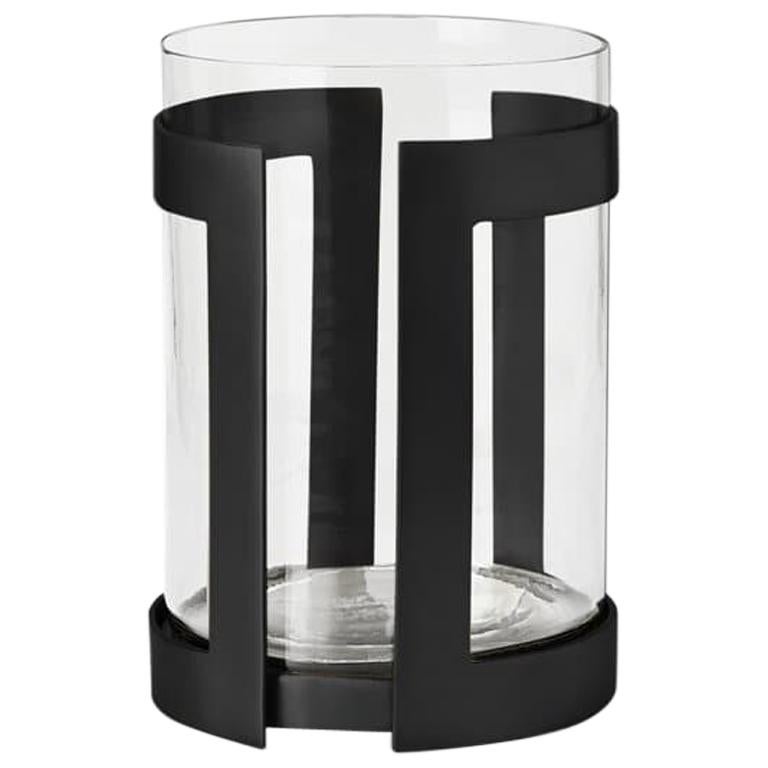 Ben Soleimani Thorne Black Hurricane Candle Holder - Small  For Sale