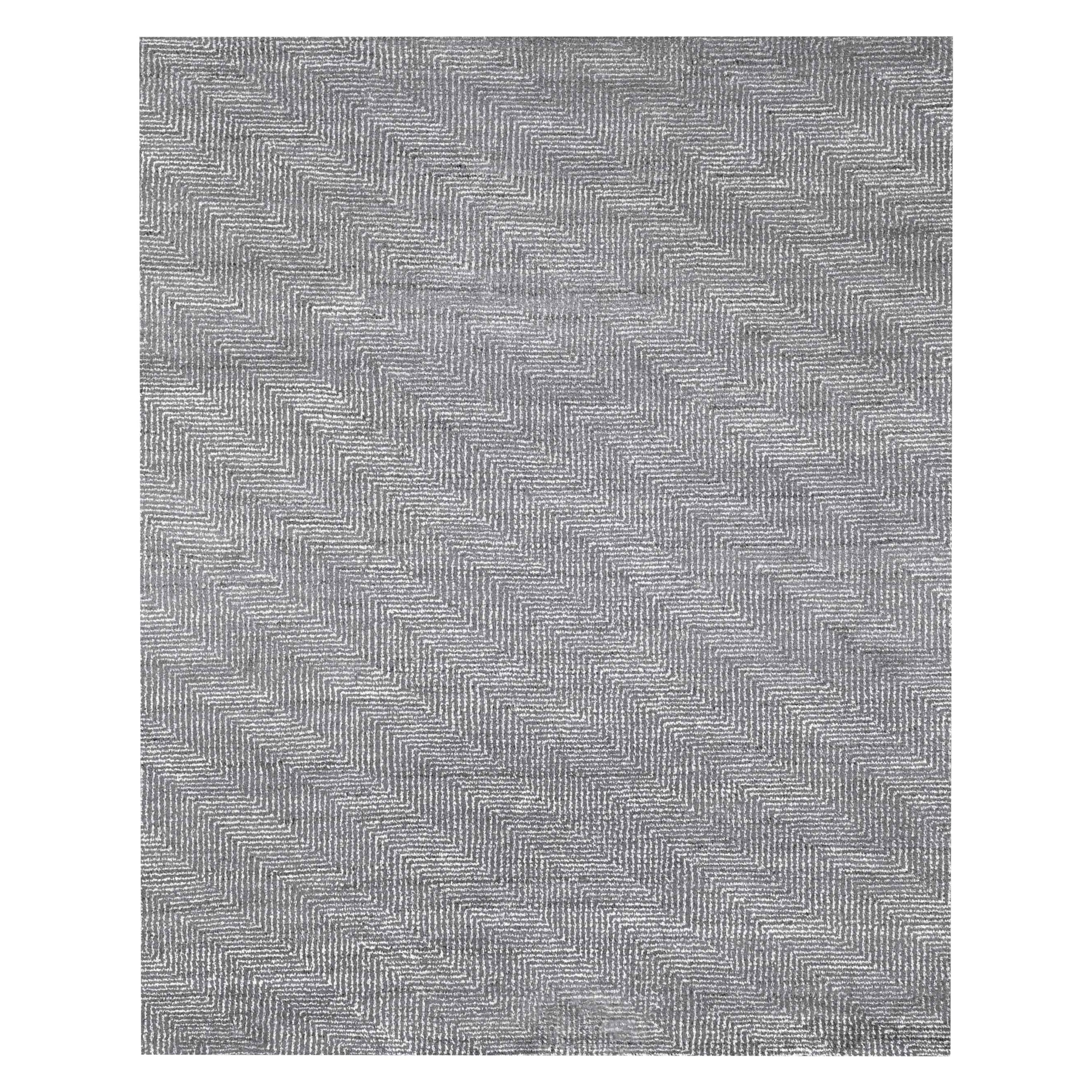 For Sale: Gray (Ash/Silver) Ben Soleimani Vello Rug– Hand-knotted Wool + Viscose Ash/Silver 6'x9'