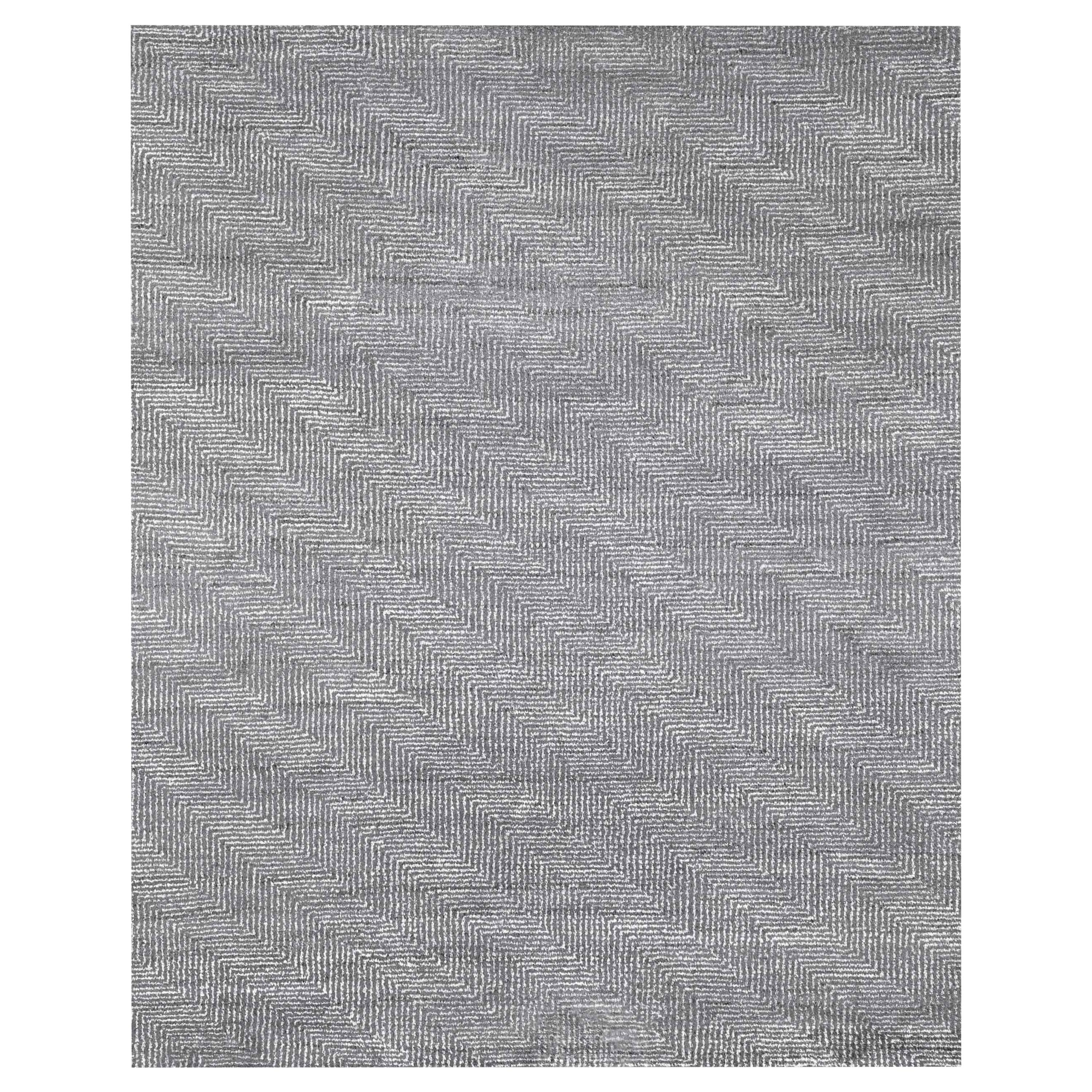 For Sale: Gray (Ash/Silver) Ben Soleimani Vello Rug– Hand-knotted Wool + Viscose Ash/Silver 8'x10'