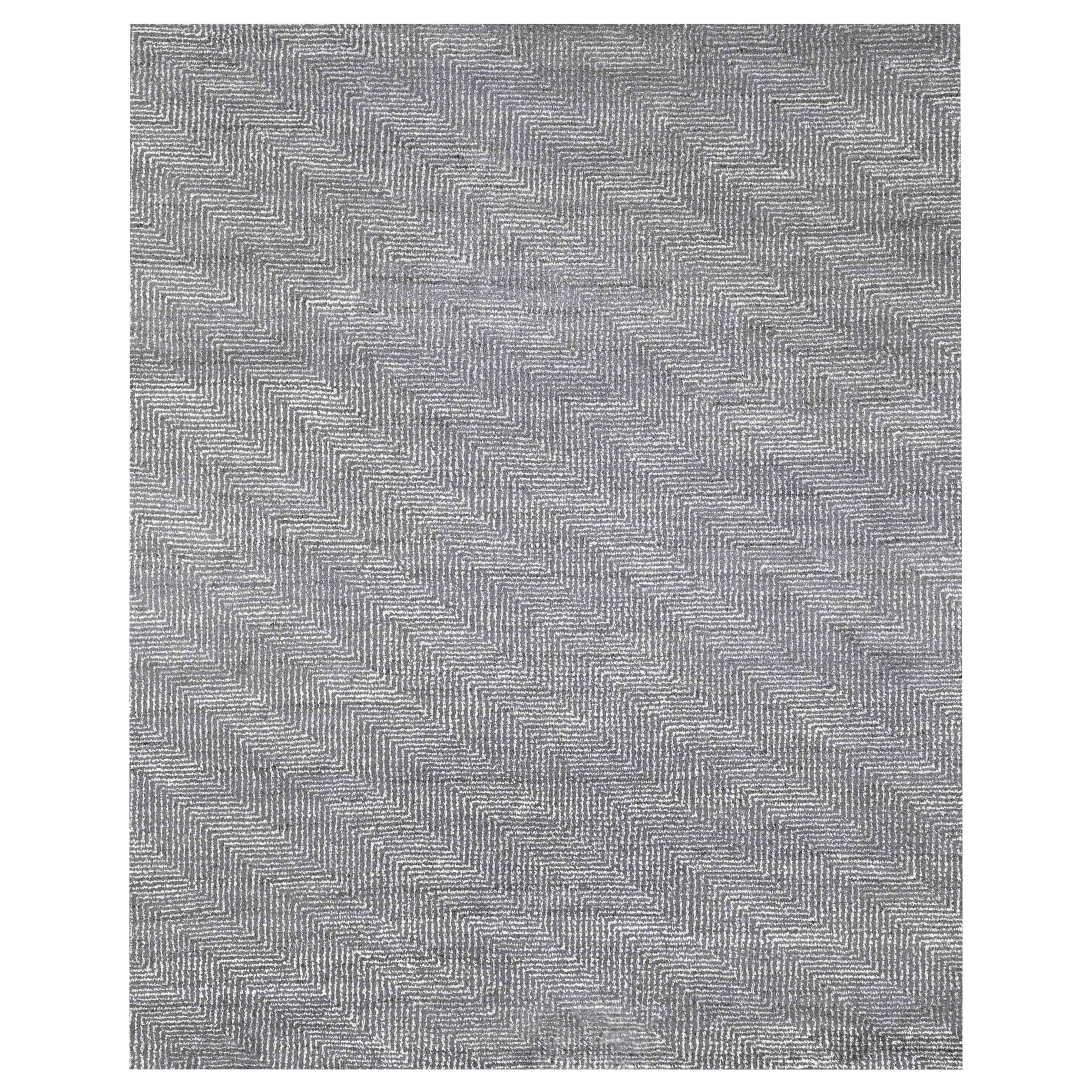 For Sale: Gray (Ash/Silver) Ben Soleimani Vello Rug– Hand-knotted Wool + Viscose Ash/Silver 9'x12'