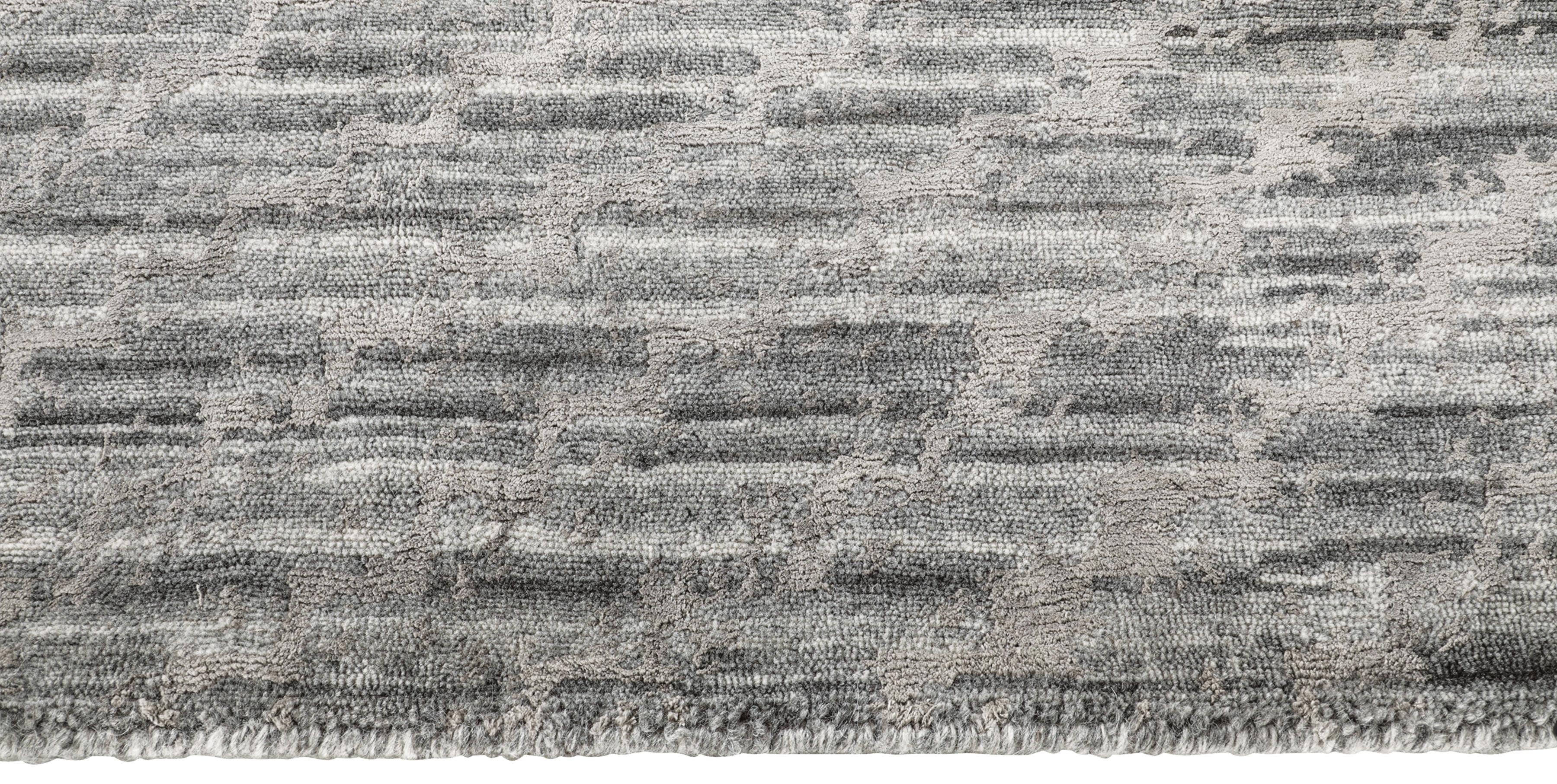 For Sale: Gray (Zalah Graphite) Ben Soleimani Zalah Rug– Hand-knotted Tibetan Weave Chevron Fog 9'x12' 3