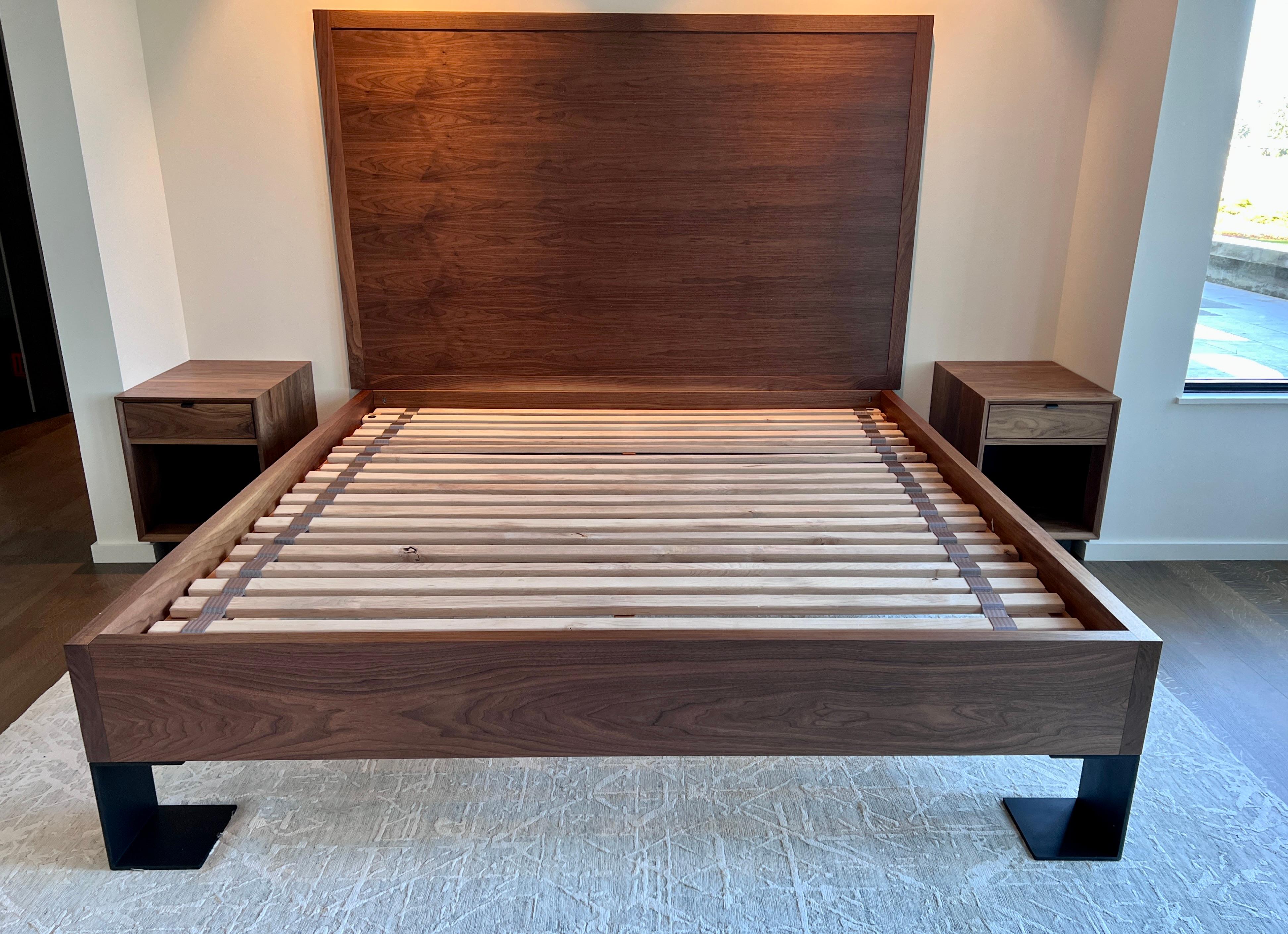 Hand-Crafted Ben Solid Walnut on Steel Nightstand by Autonomous Furniture For Sale
