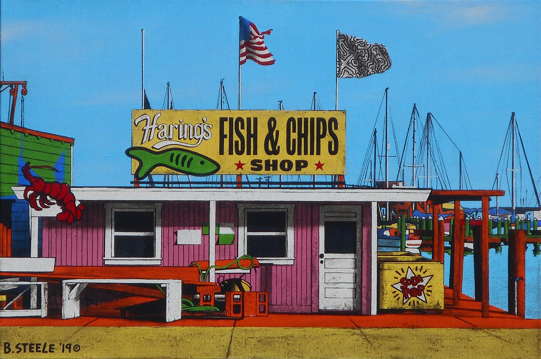 Ben Steele Still-Life Painting - Harings Fish and Chips