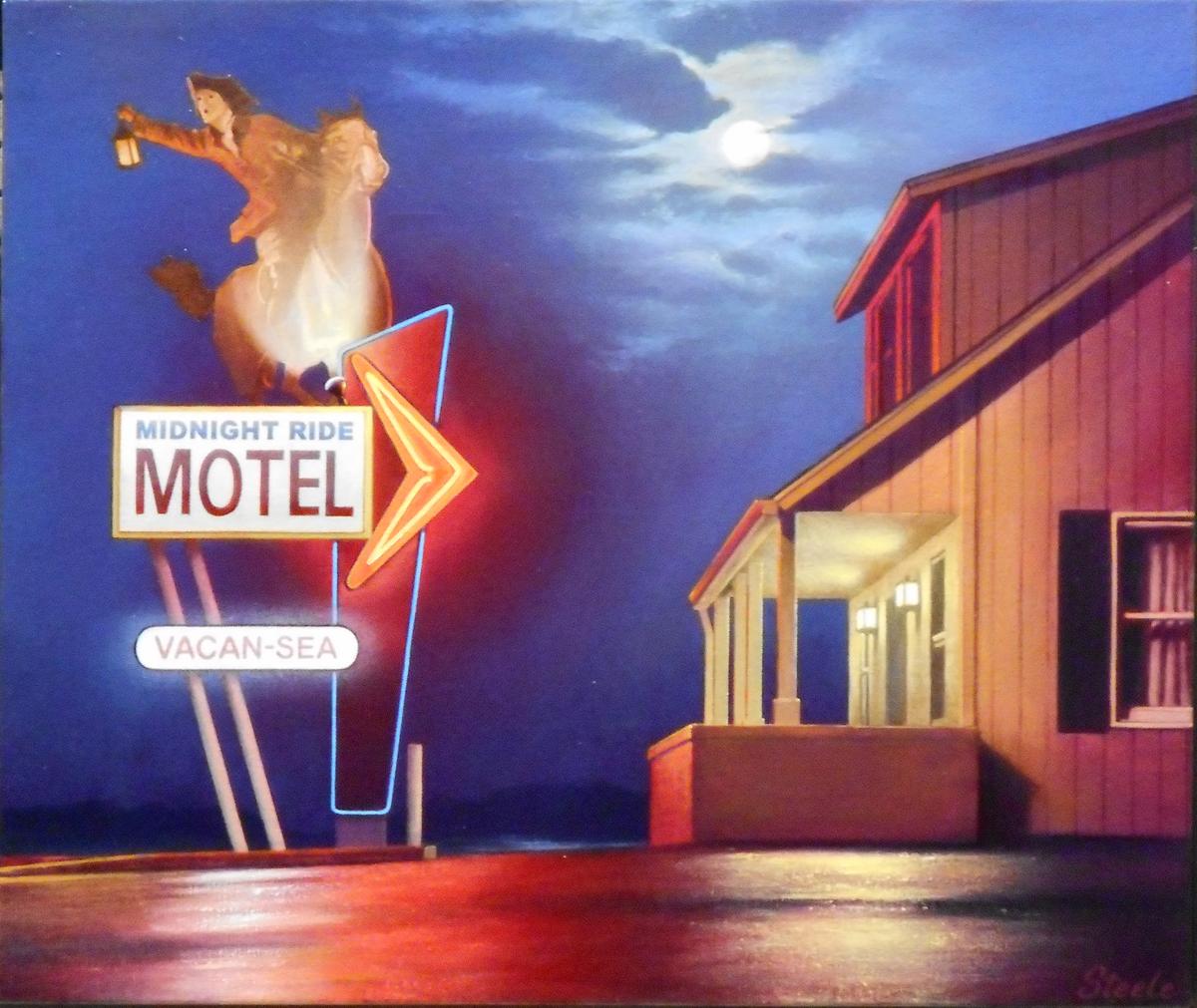 Ben Steele Still-Life Painting - Midnight Ride Motel