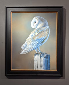 'Owl' Realist painting of a Owl on lookout, highly detailed wildlife, nature