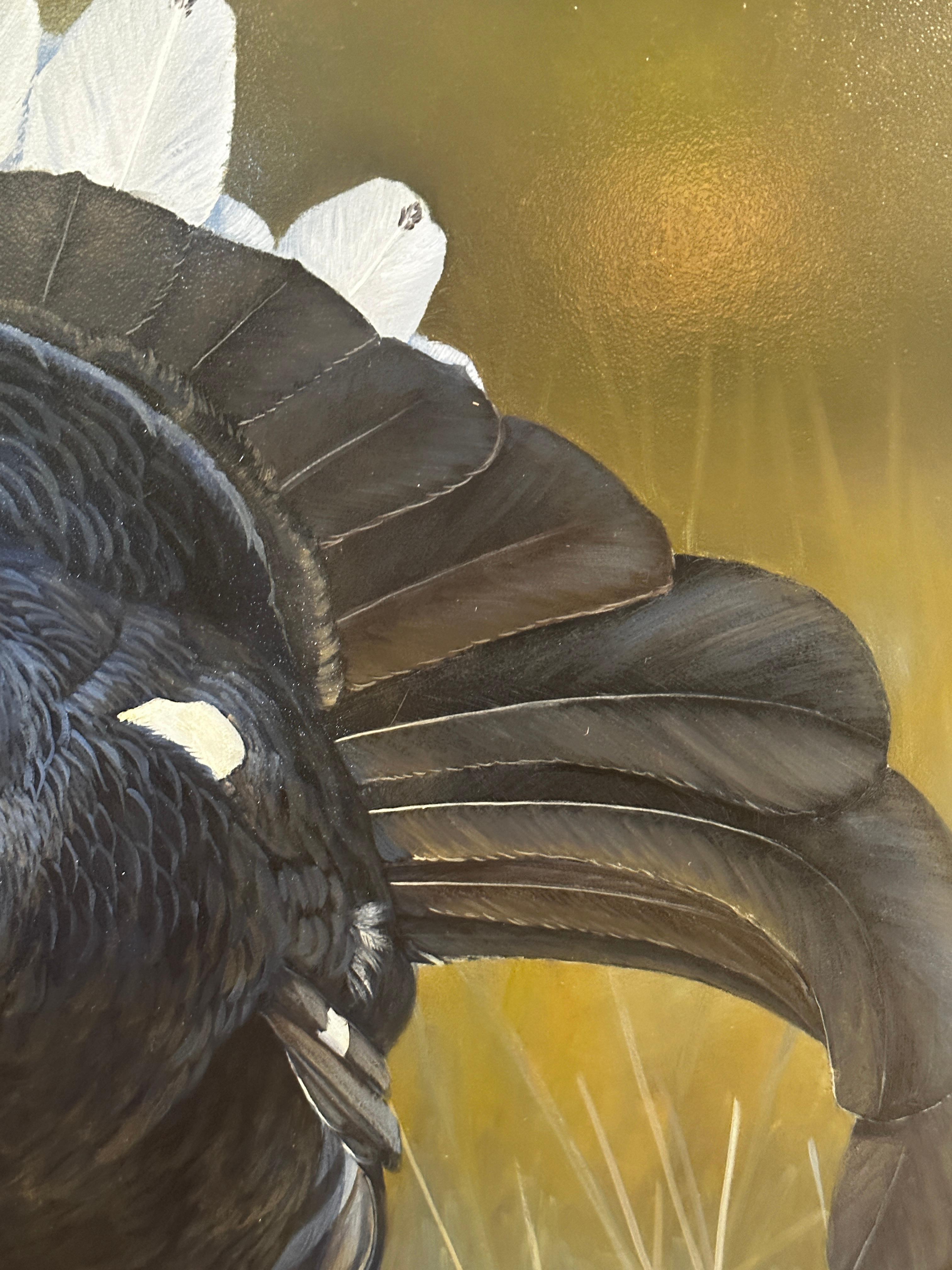 'El ejecutor' Pintura fotorrealista contemporánea de un urogallo negro, fauna salvaje - Painting Contemporáneo de Ben Waddams