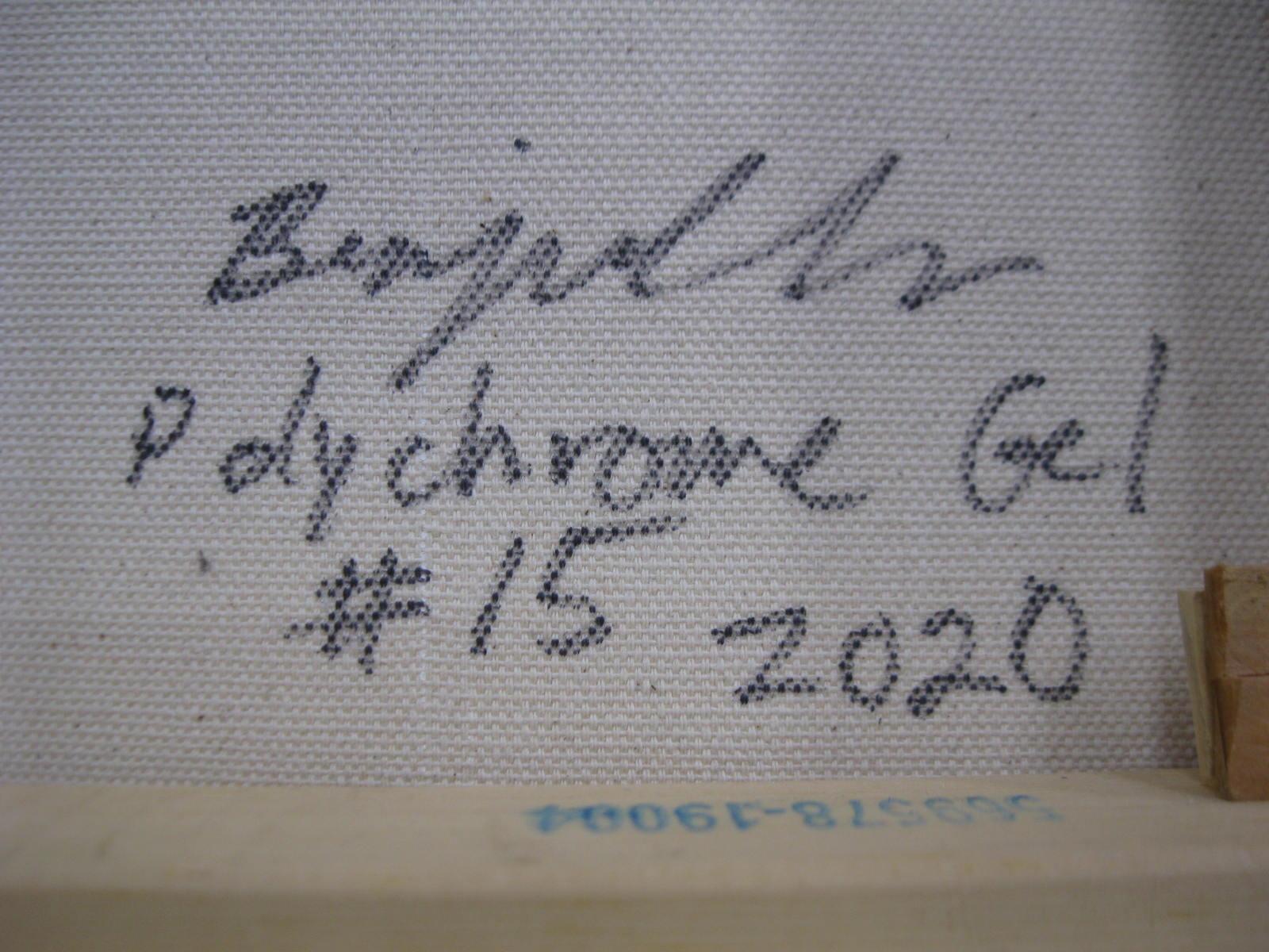 Polychrome Gel #15 ist ein Ölgemälde auf Leinwand mit einer Größe von 24 x 18 Zoll, signiert, betitelt und datiert auf der Überlappung verso, 