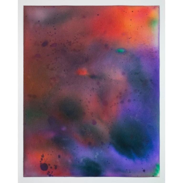 Abstract Painting Ben Weiner - Fleurs de Viagra (orange, violet) Peinture à l'encre sur papier chromatographique, 2020