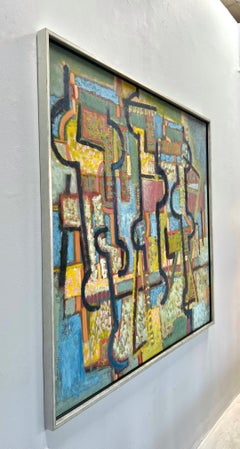 Ben Wilson Large Abstract Oil on Board New York School, 1970s