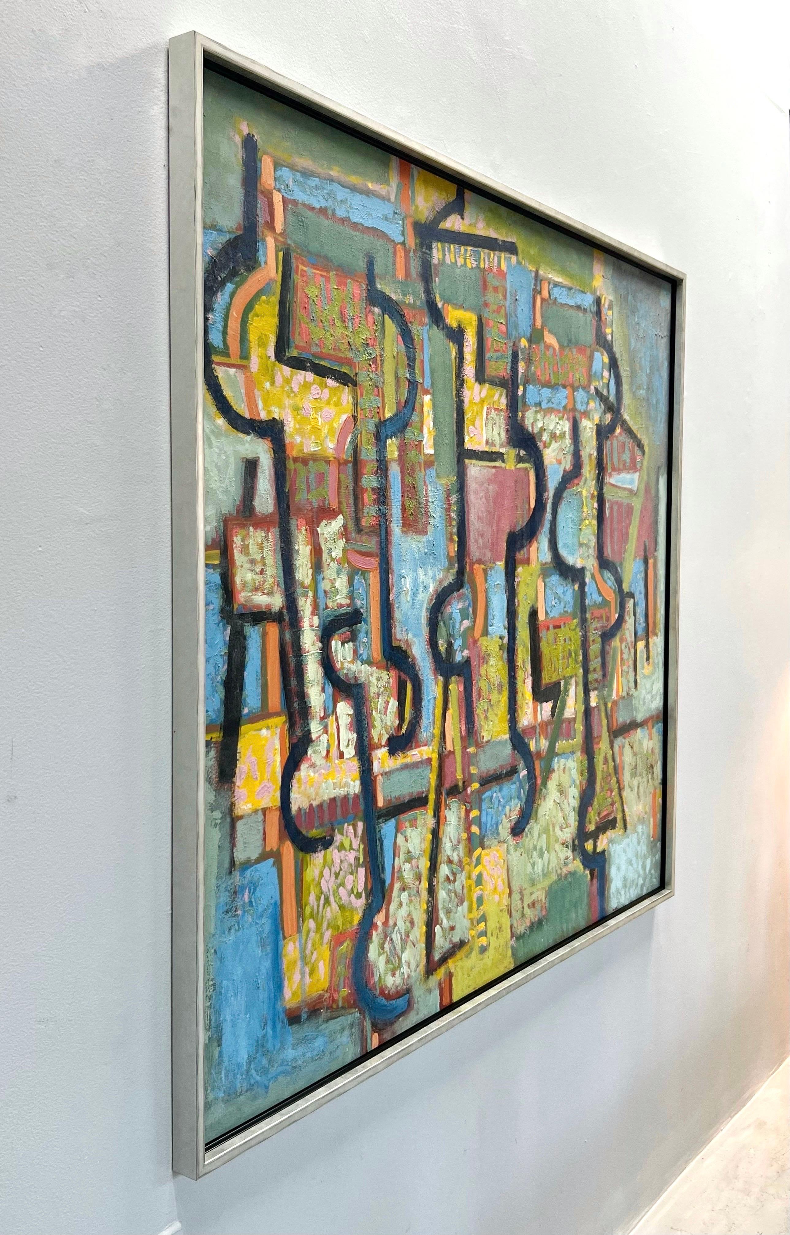 American Ben Wilson Large Abstract Oil on Board New York School, 1970s For Sale