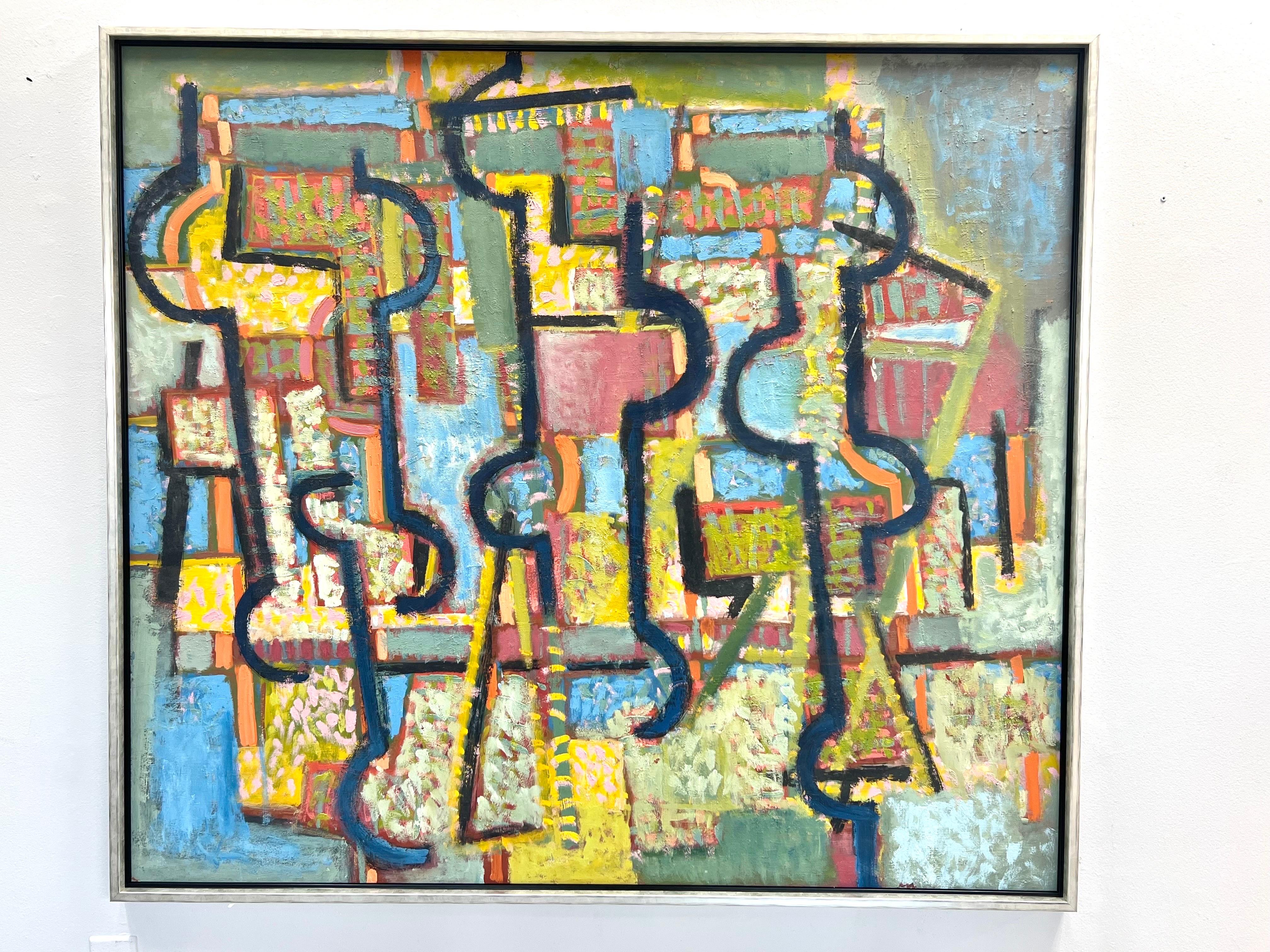 Ben Wilson Olio astratto di grandi dimensioni su tavola Scuola di New York, anni '70 In condizioni buone in vendita a Miami, FL