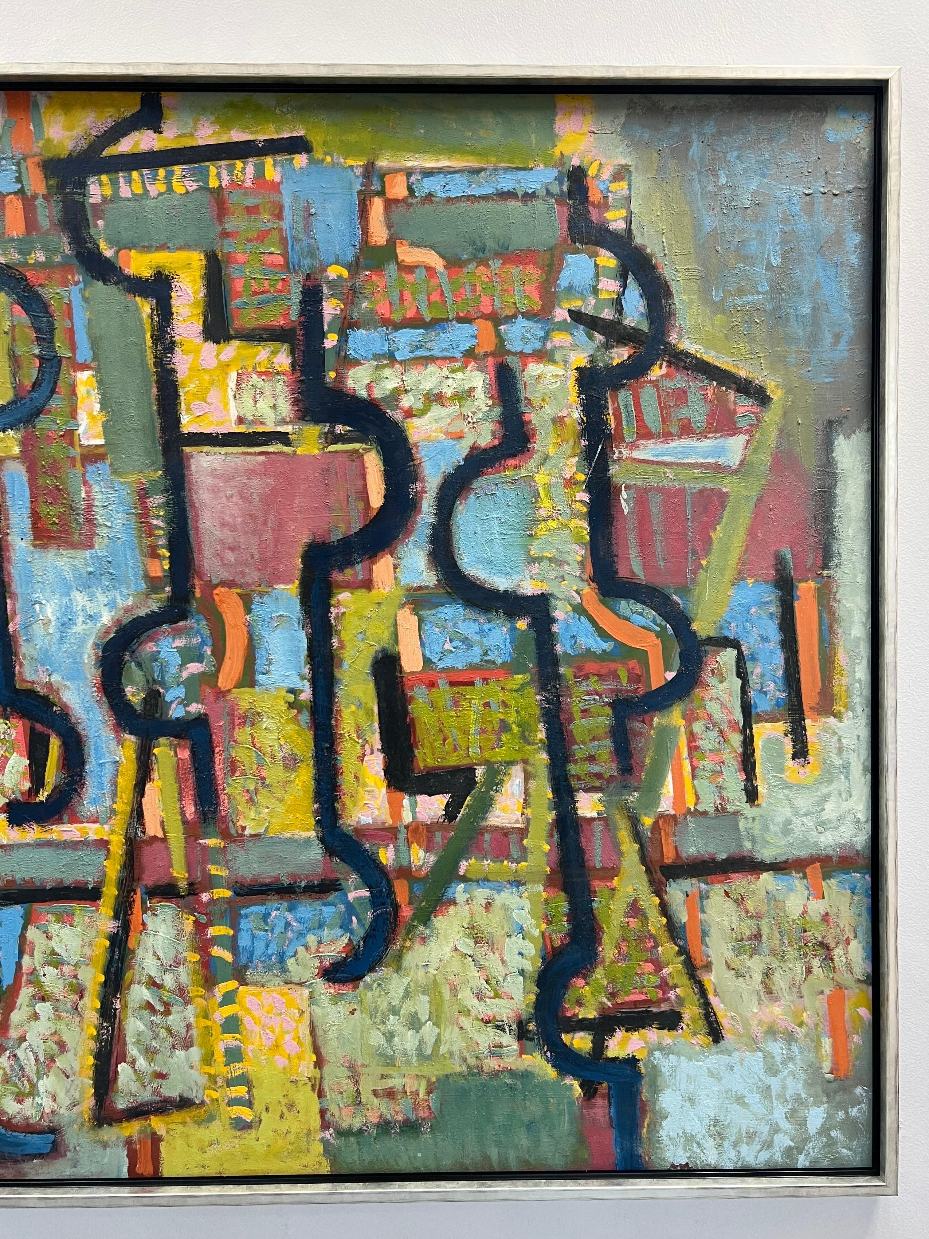 Fine XX secolo Ben Wilson Olio astratto di grandi dimensioni su tavola Scuola di New York, anni '70 in vendita